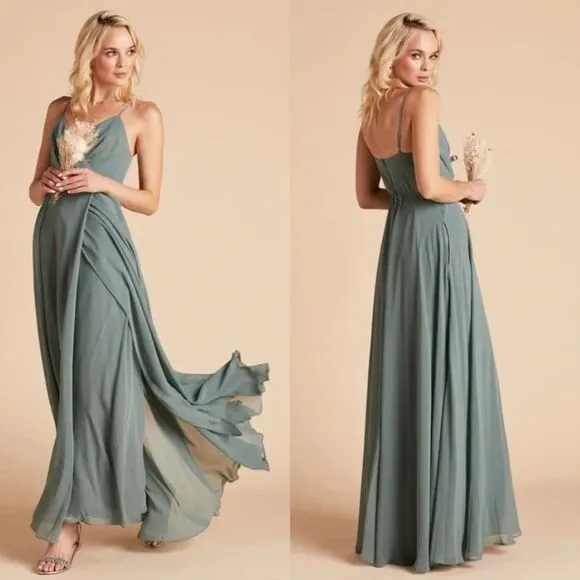 Birdy Grey Kaia Sea Glass Chiffon Dress Gown Bridesmaid Small Formal NEW Prom