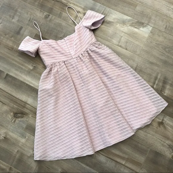 Black Halo shimmery metallic pink party dress