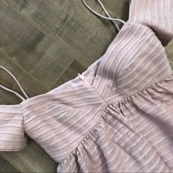 Black Halo shimmery metallic pink party dress