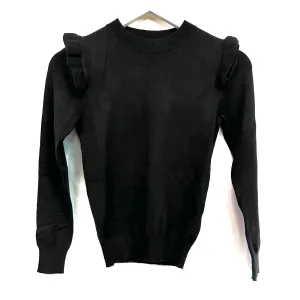 Black Ruffle Shoulder Sweater..