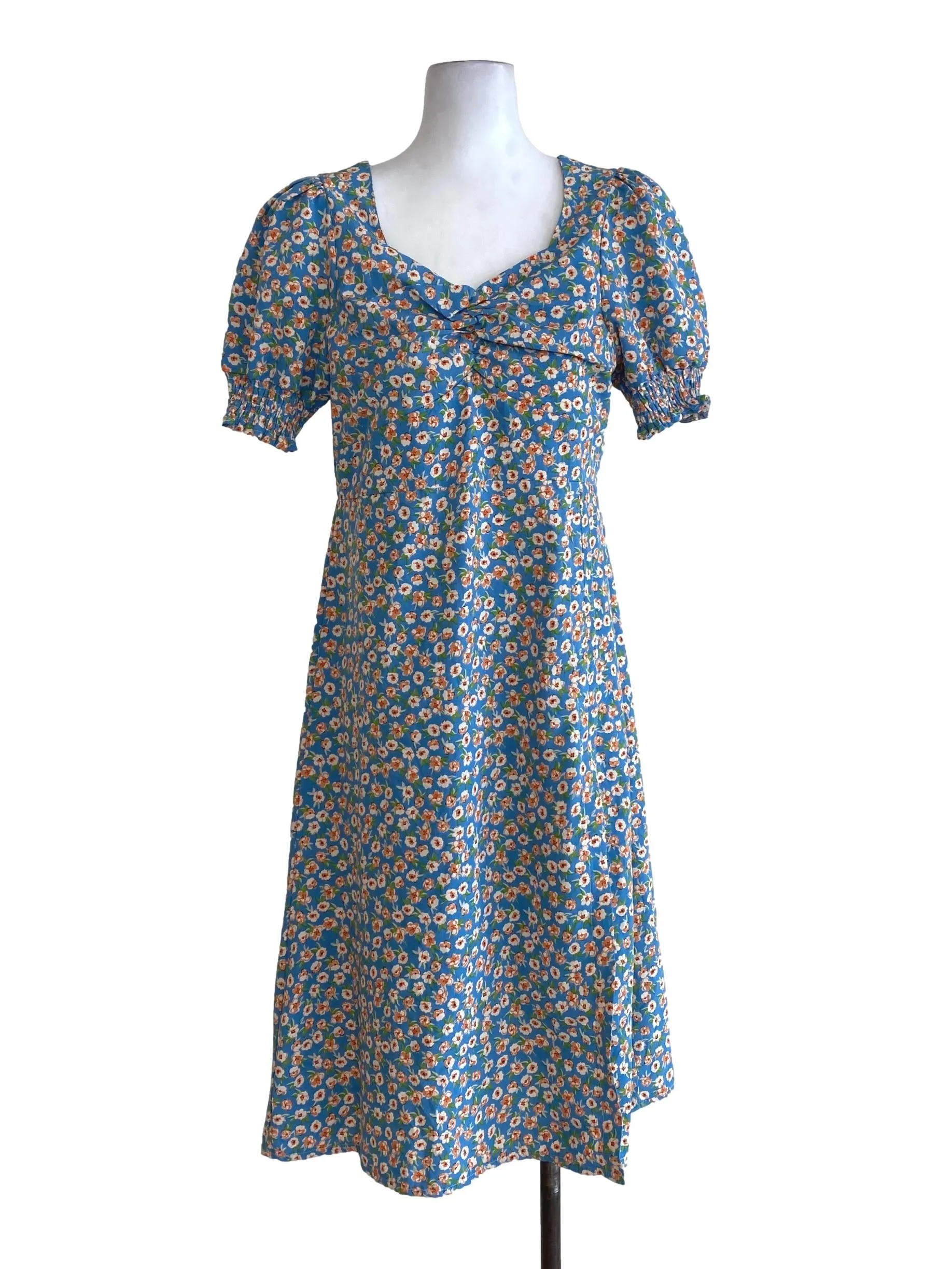Blue Floral Empire Dress
