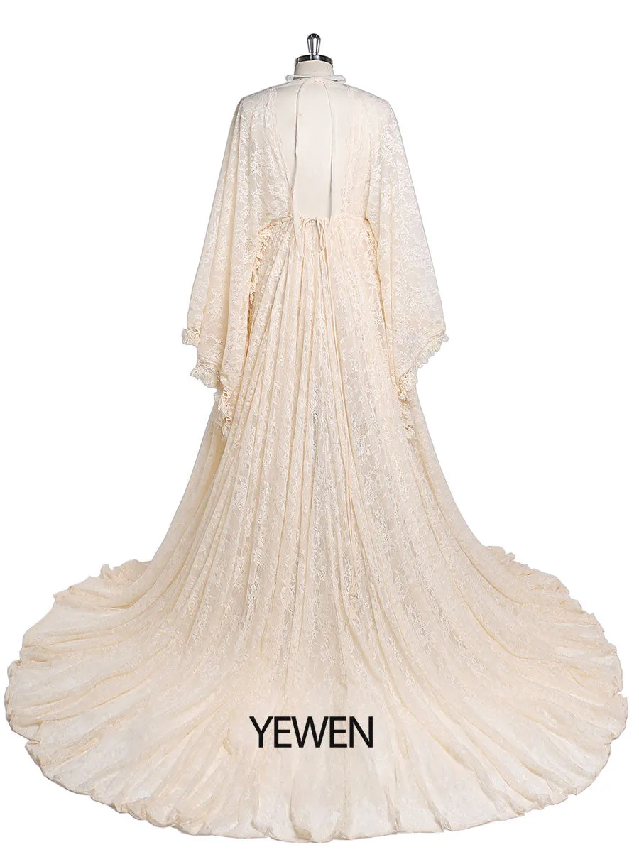 Boho Lace Maternity Dress for Photography Adjustable Waist Maternity Gowns for Baby Shower