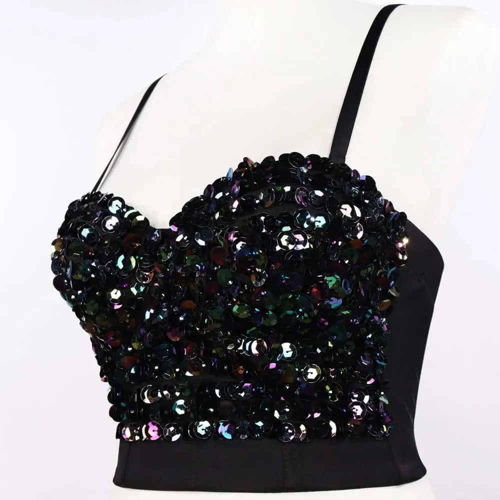 Bold Sequin Boned Corset