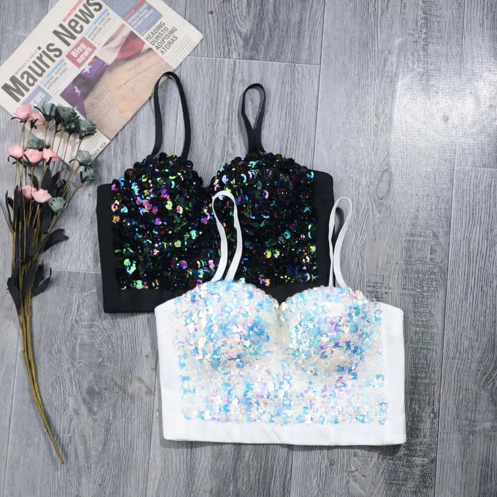 Bold Sequin Boned Corset