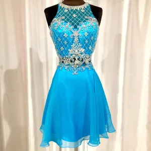 BOUTIQUE Short Blue Halter Top Two Piece Gown Size 5
