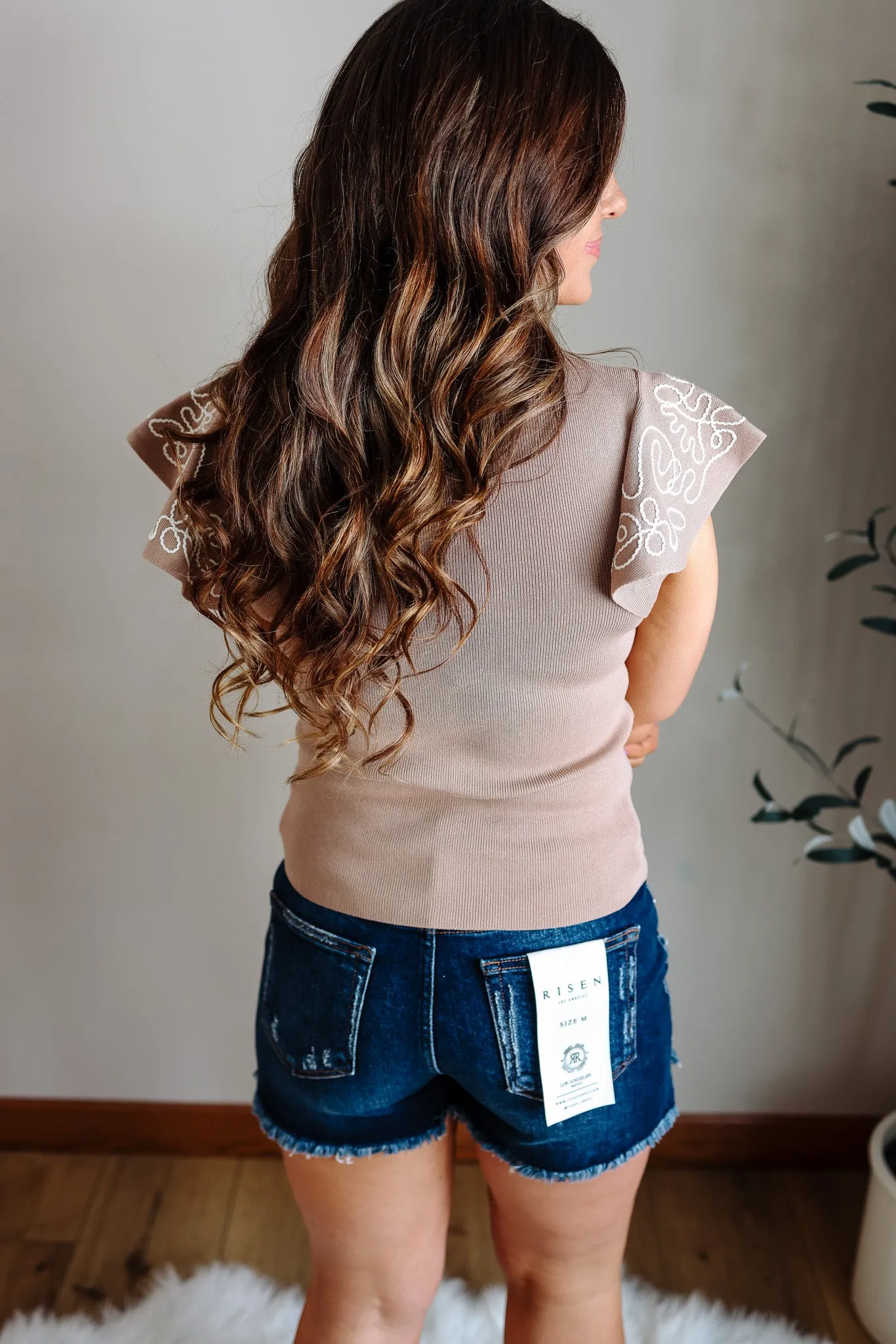 Bristol Embroidered Sleeve Tank - Taupe
