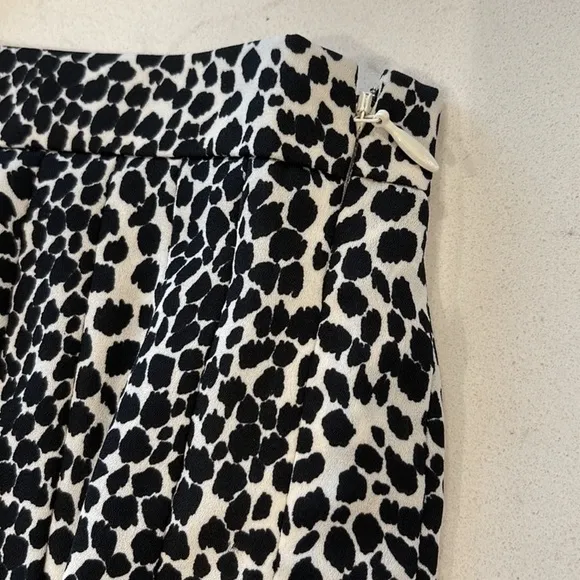 Brooks Brothers - Crepe Pleated Neutral Spotted Print Midi Skirt