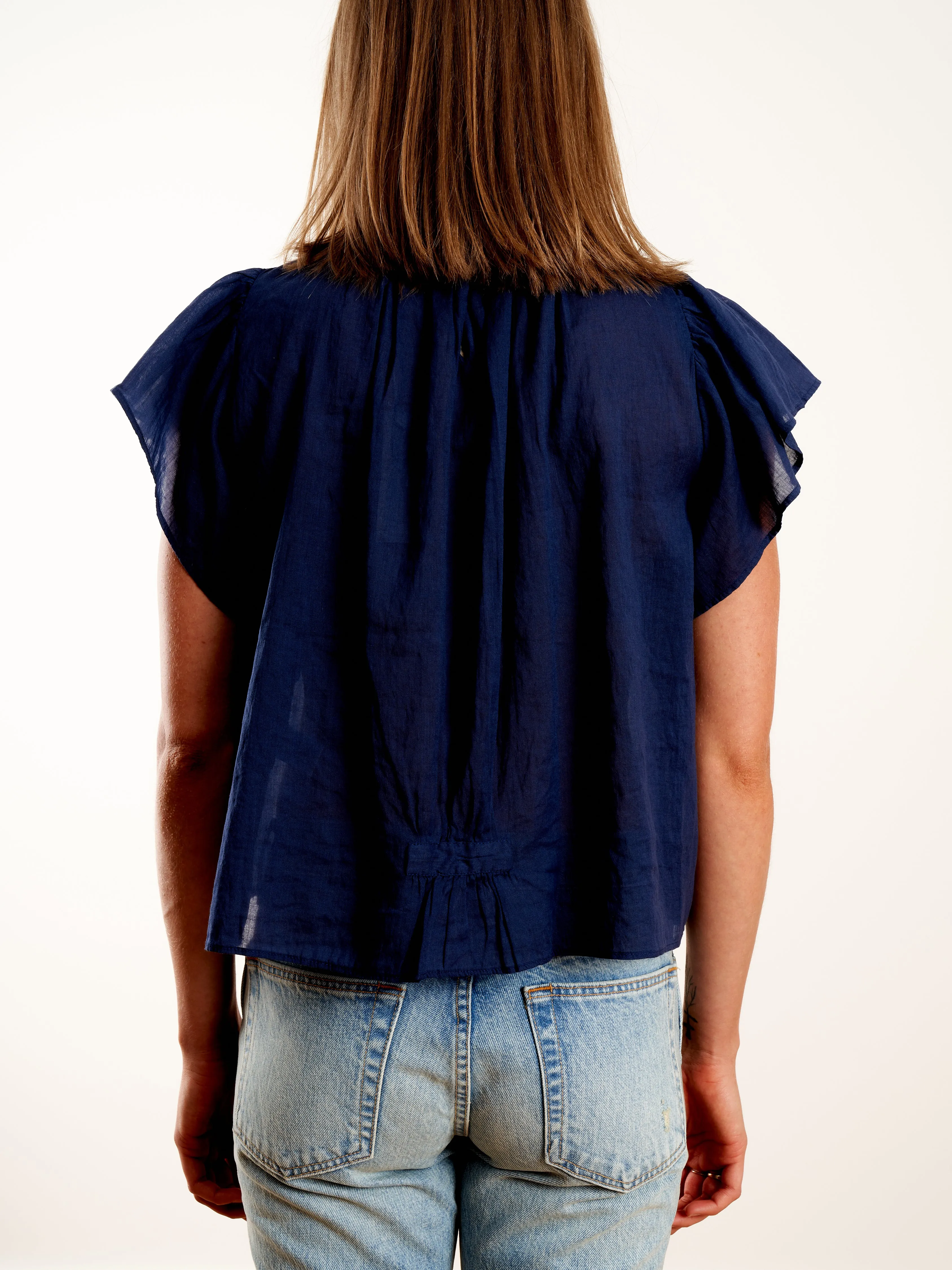 carla highneck shirt - navy