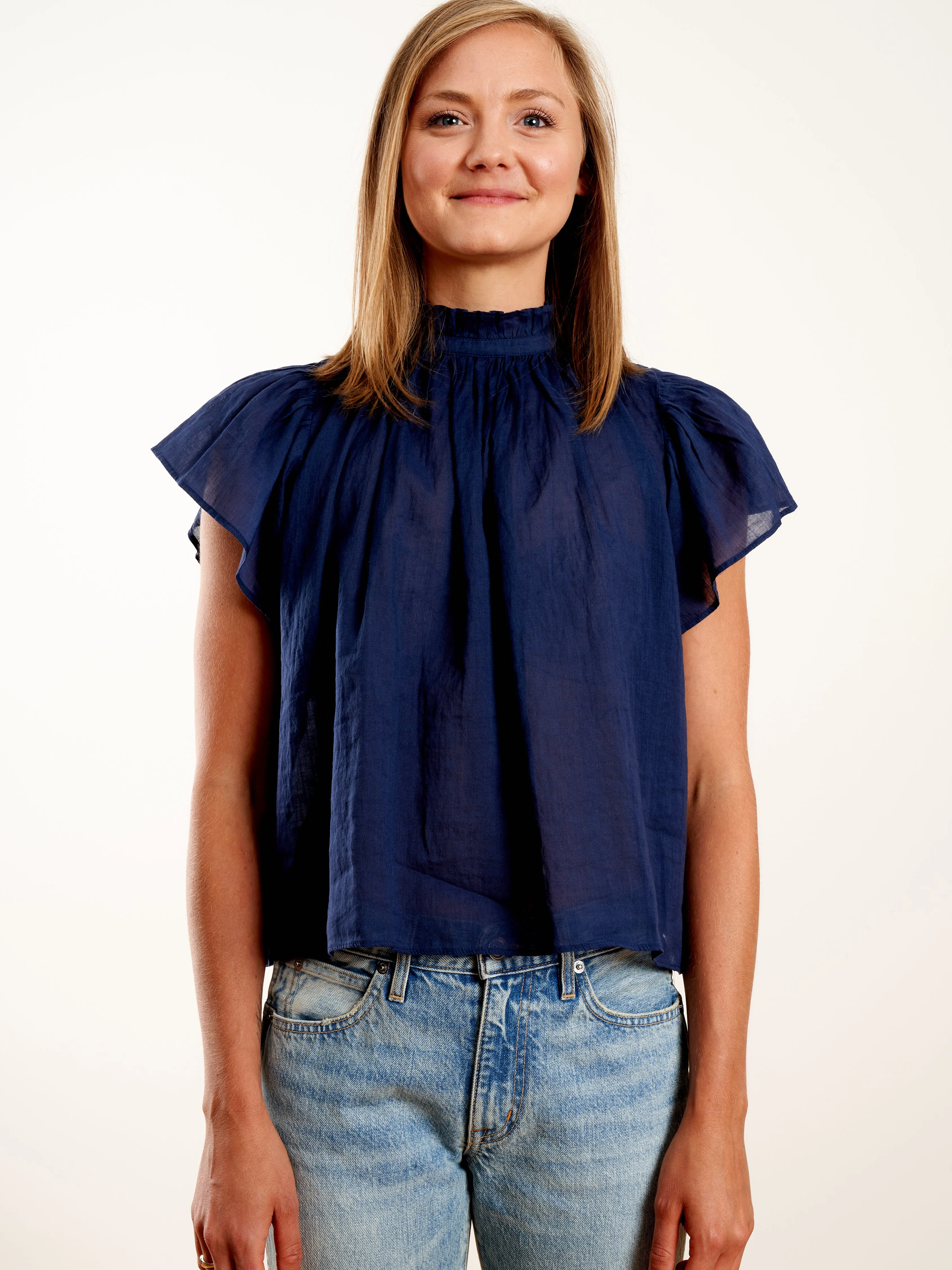 carla highneck shirt - navy