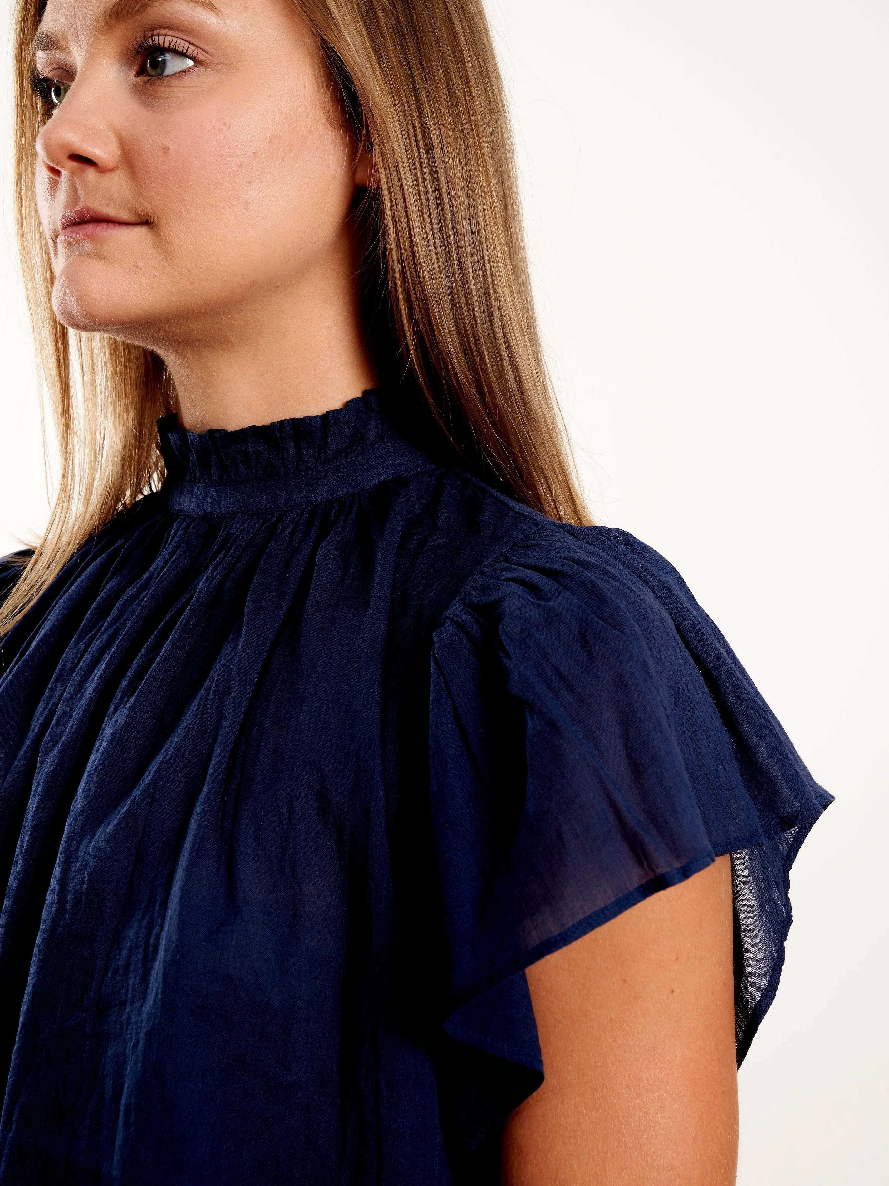 carla highneck shirt - navy