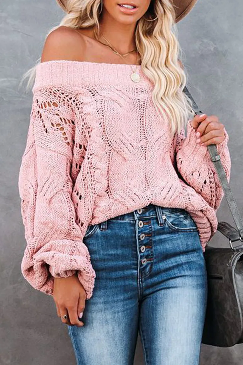 Casual Street Solid Patchwork Off the Shoulder Sweater(5 Colors)