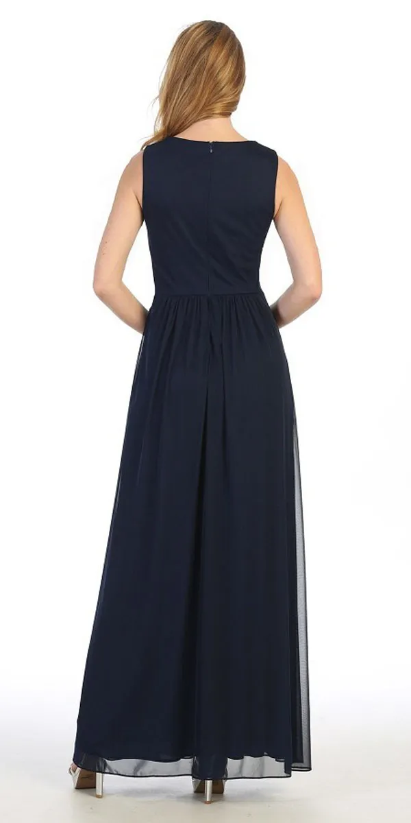 Celavie 6474 V-Neck Sleeveless A-Line Long Dress