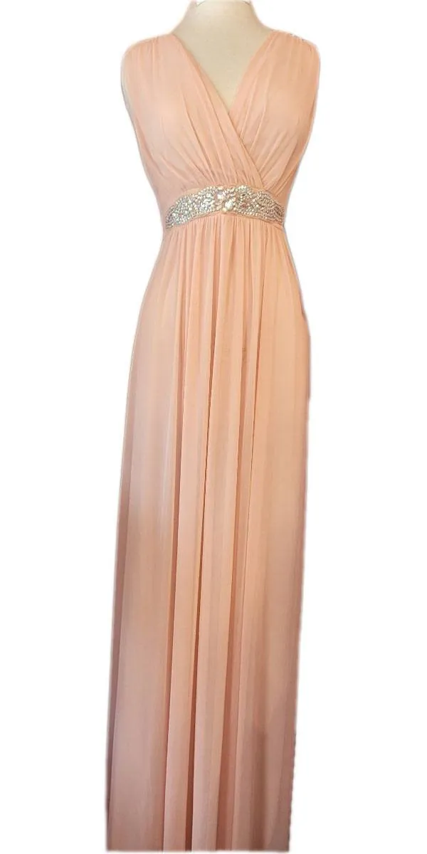 Celavie 6474 V-Neck Sleeveless A-Line Long Dress