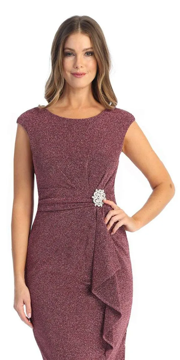 Celavie 6514-L Long Cap Sleeve Dress with Ruffle