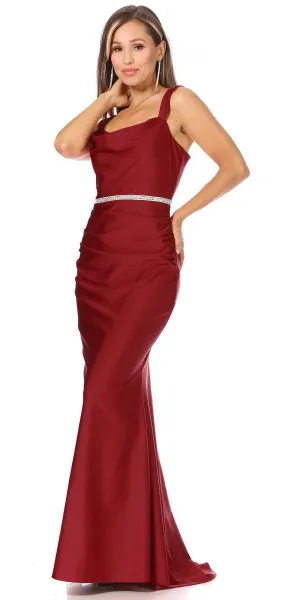 Celavie 6546-L Long Mermaid Ruched Sleeveless Dress