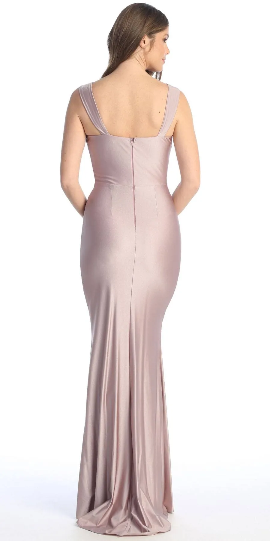 Celavie 6546-L Long Mermaid Ruched Sleeveless Dress