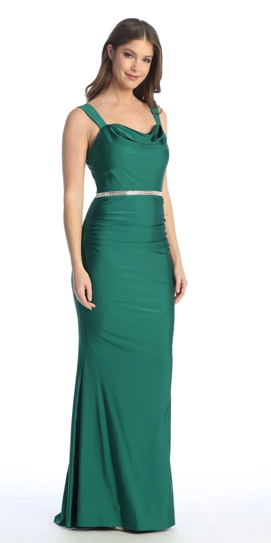 Celavie 6546-L Long Mermaid Ruched Sleeveless Dress