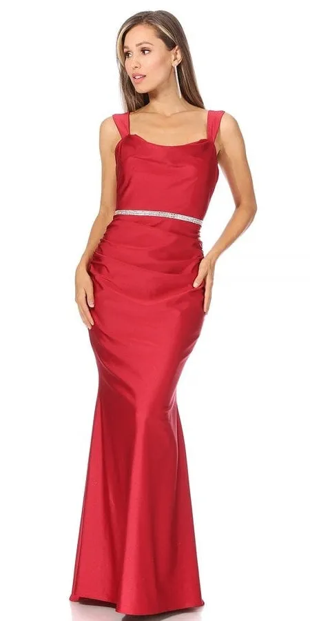 Celavie 6546-L Long Mermaid Ruched Sleeveless Dress