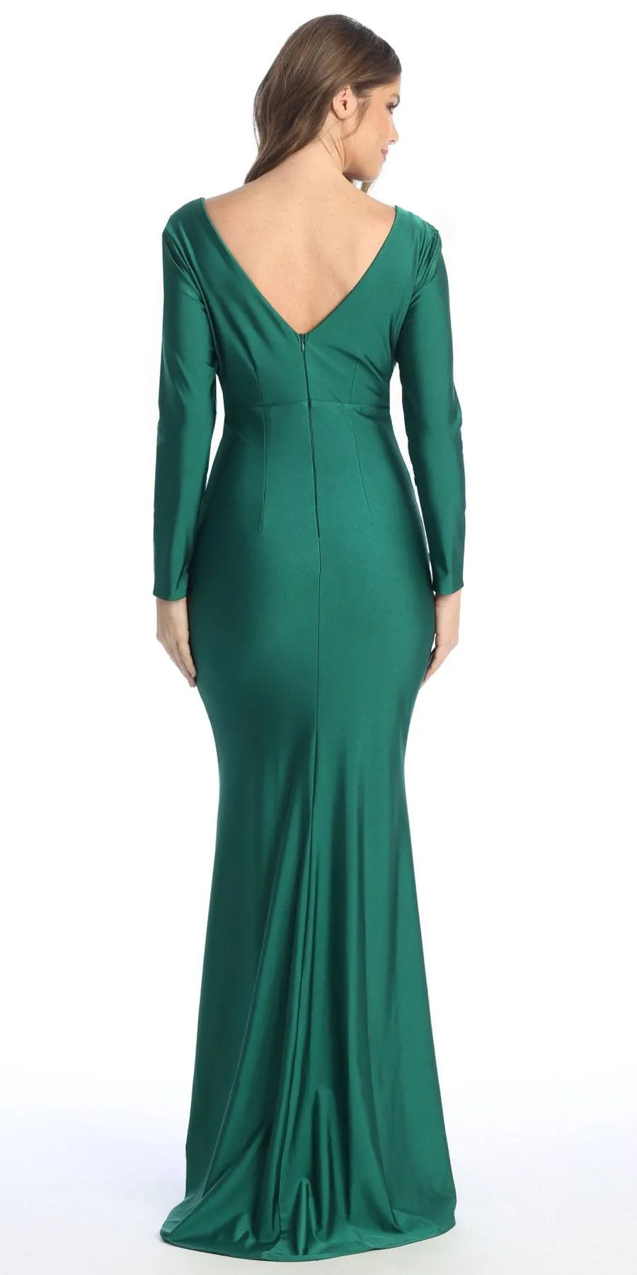 Celavie 6551-L Fitted Mermaid Ruched Long Sleeve Dress