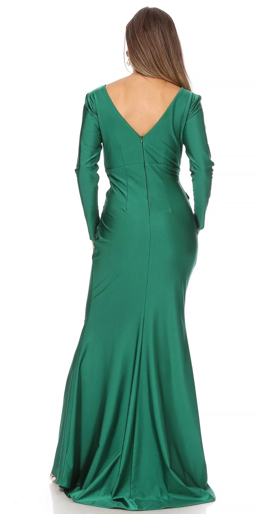 Celavie 6551-L Fitted Mermaid Ruched Long Sleeve Dress