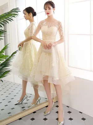 Champagne tulle short prom dress, champagne homecoming dress