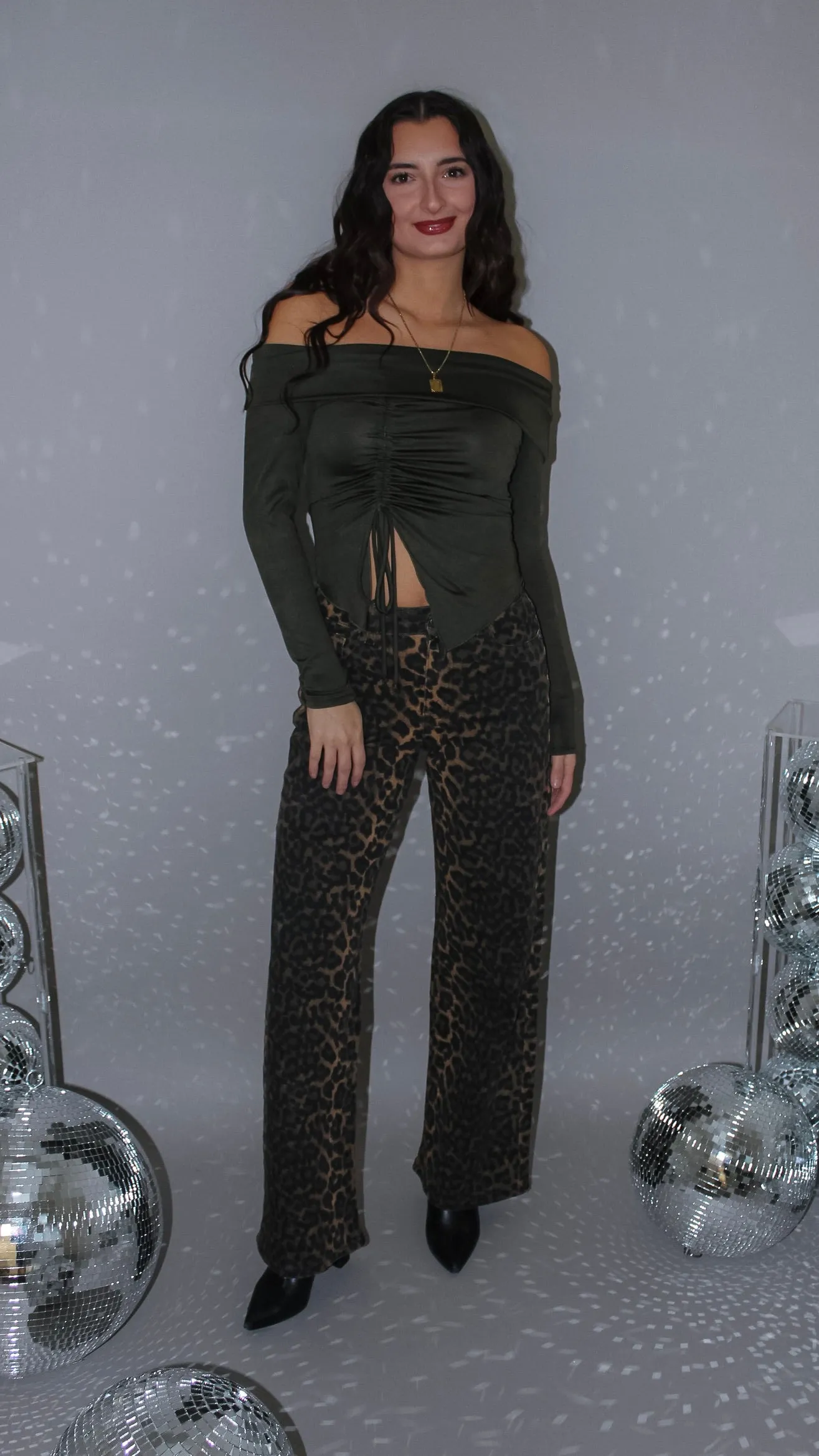 Chantell Olive Off Shoulder Top