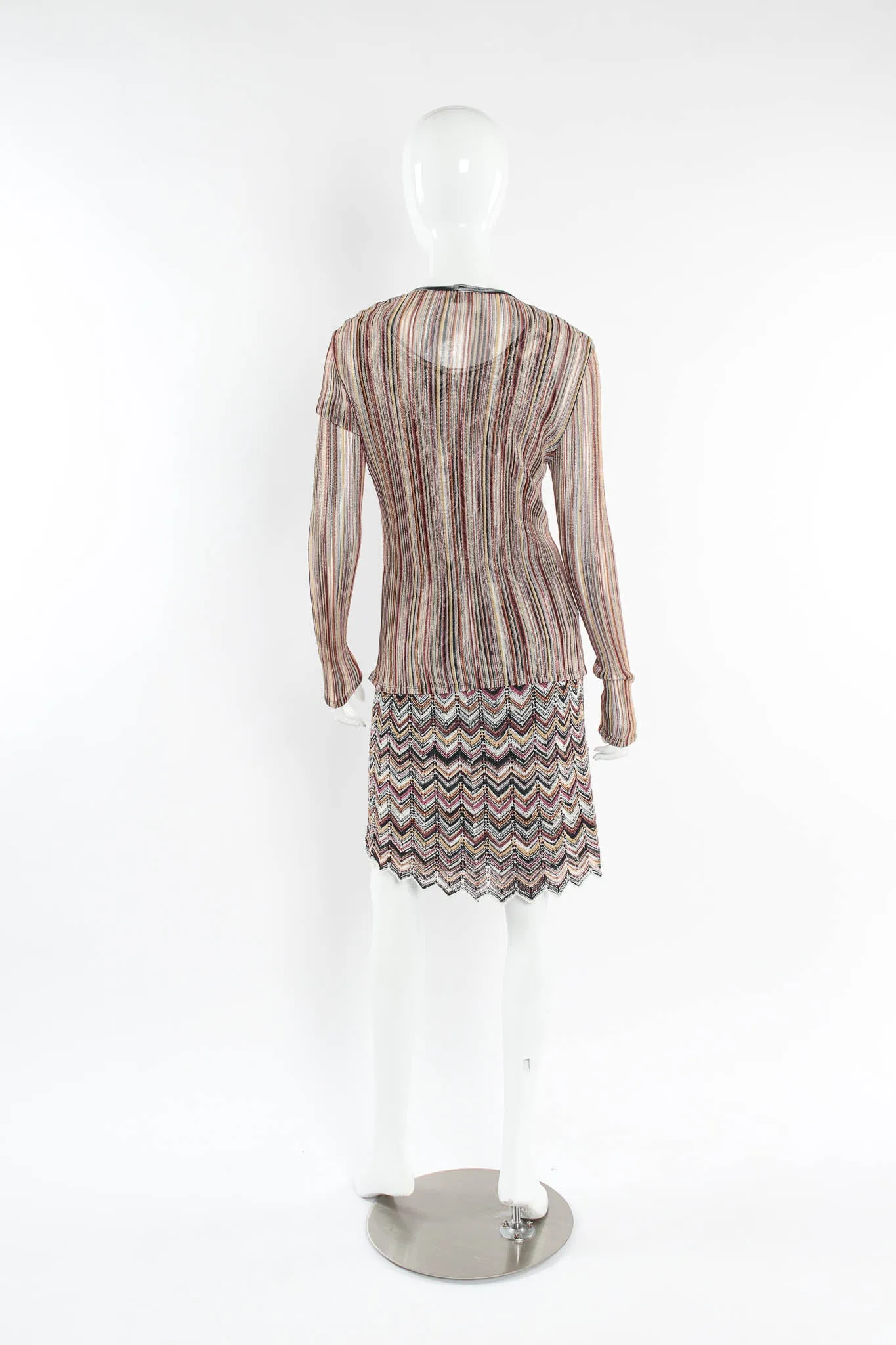Chevron Stripe Cardigan, Top & Skirt Set