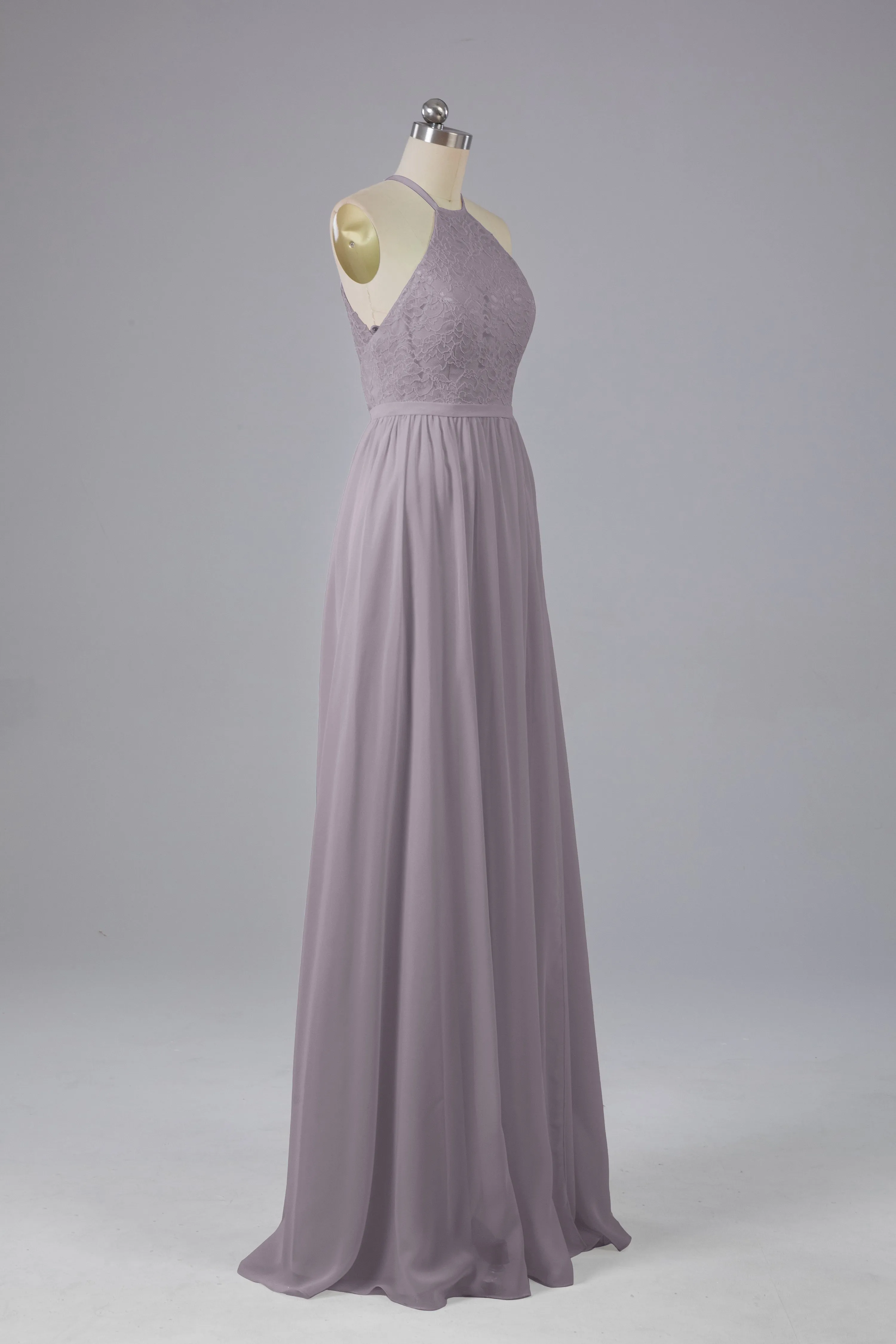 Chiffon Halter A-line Floor Length Bridesmaid Dresses
