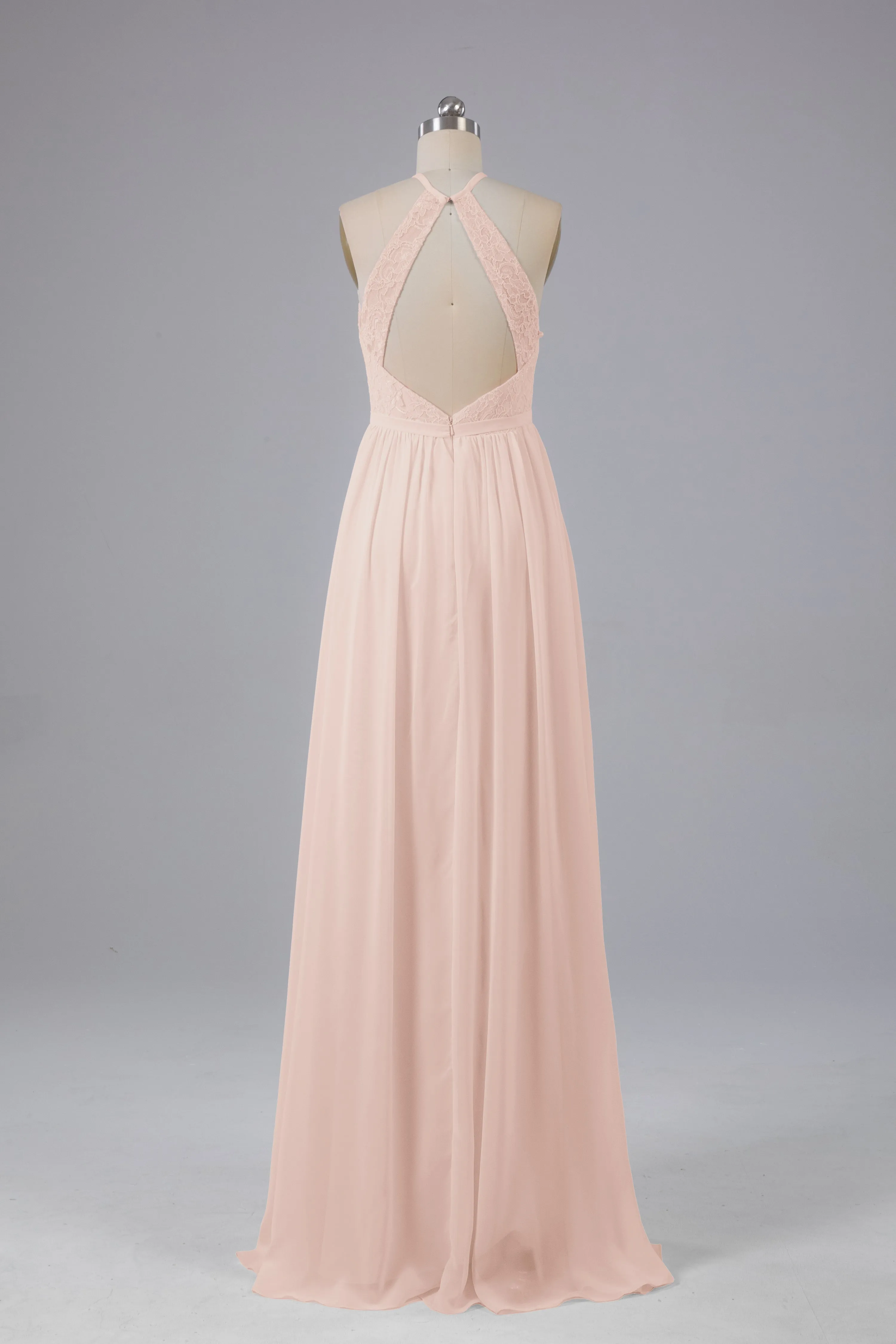 Chiffon Halter A-line Floor Length Bridesmaid Dresses