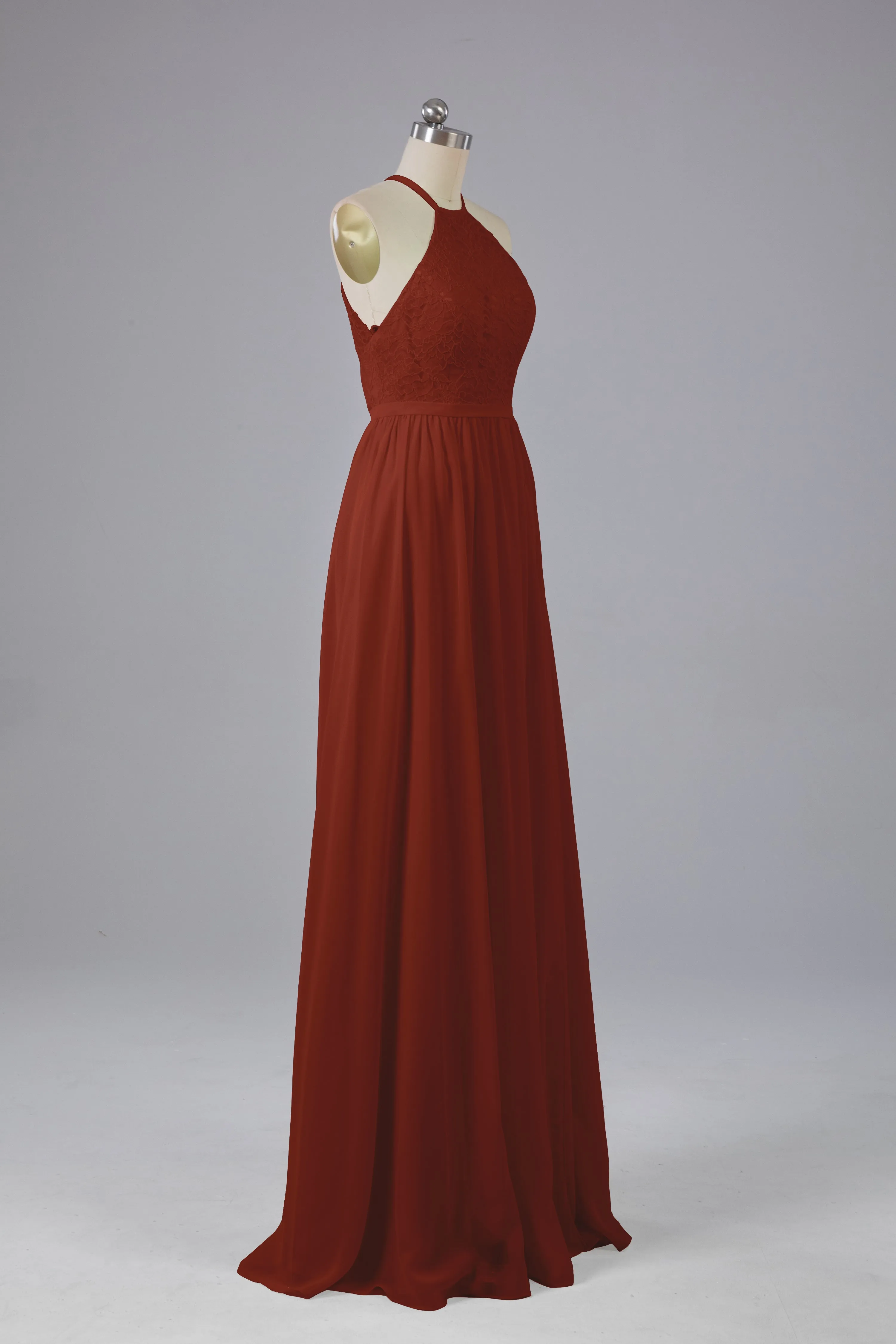 Chiffon Halter A-line Floor Length Bridesmaid Dresses