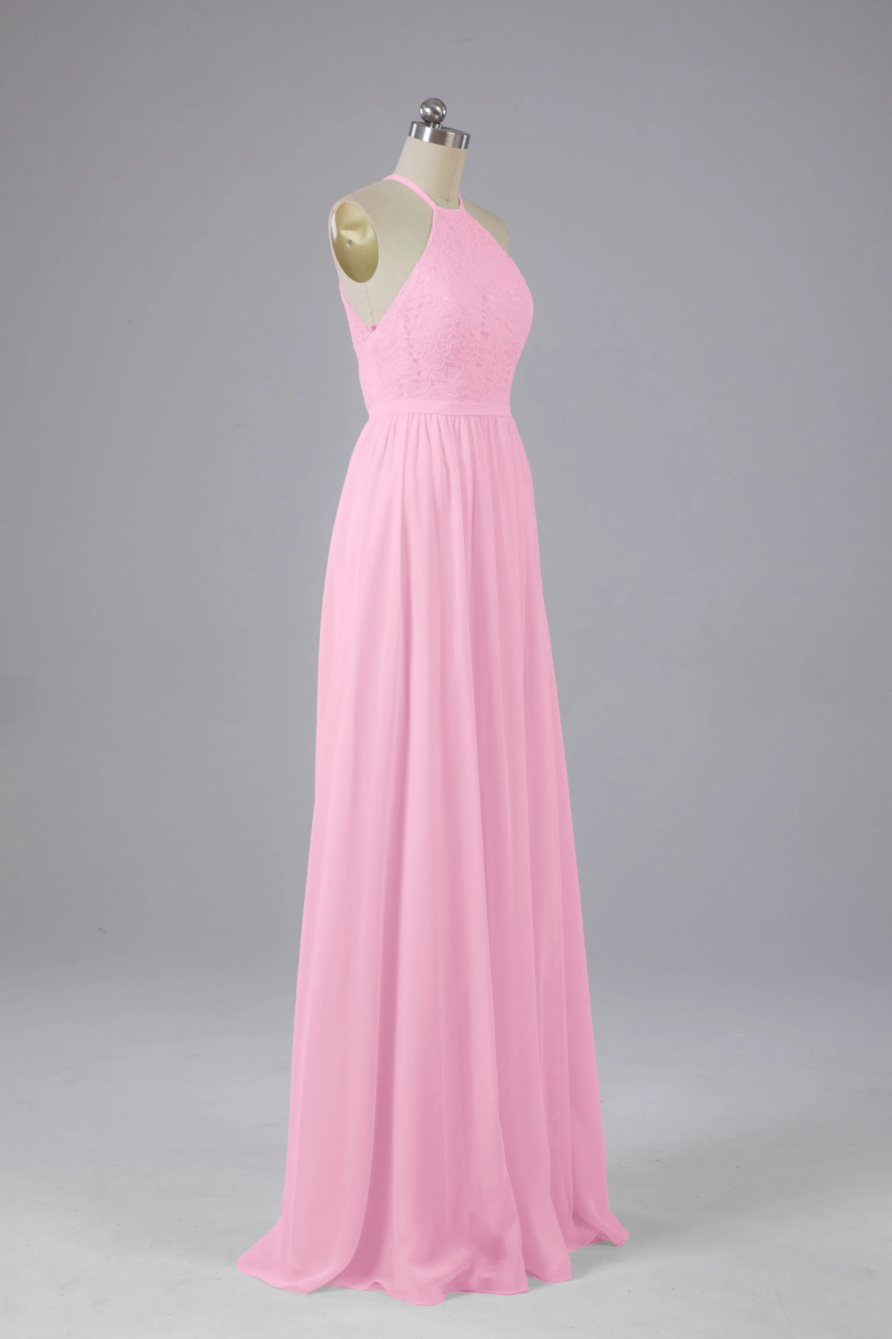 Chiffon Halter A-line Floor Length Bridesmaid Dresses