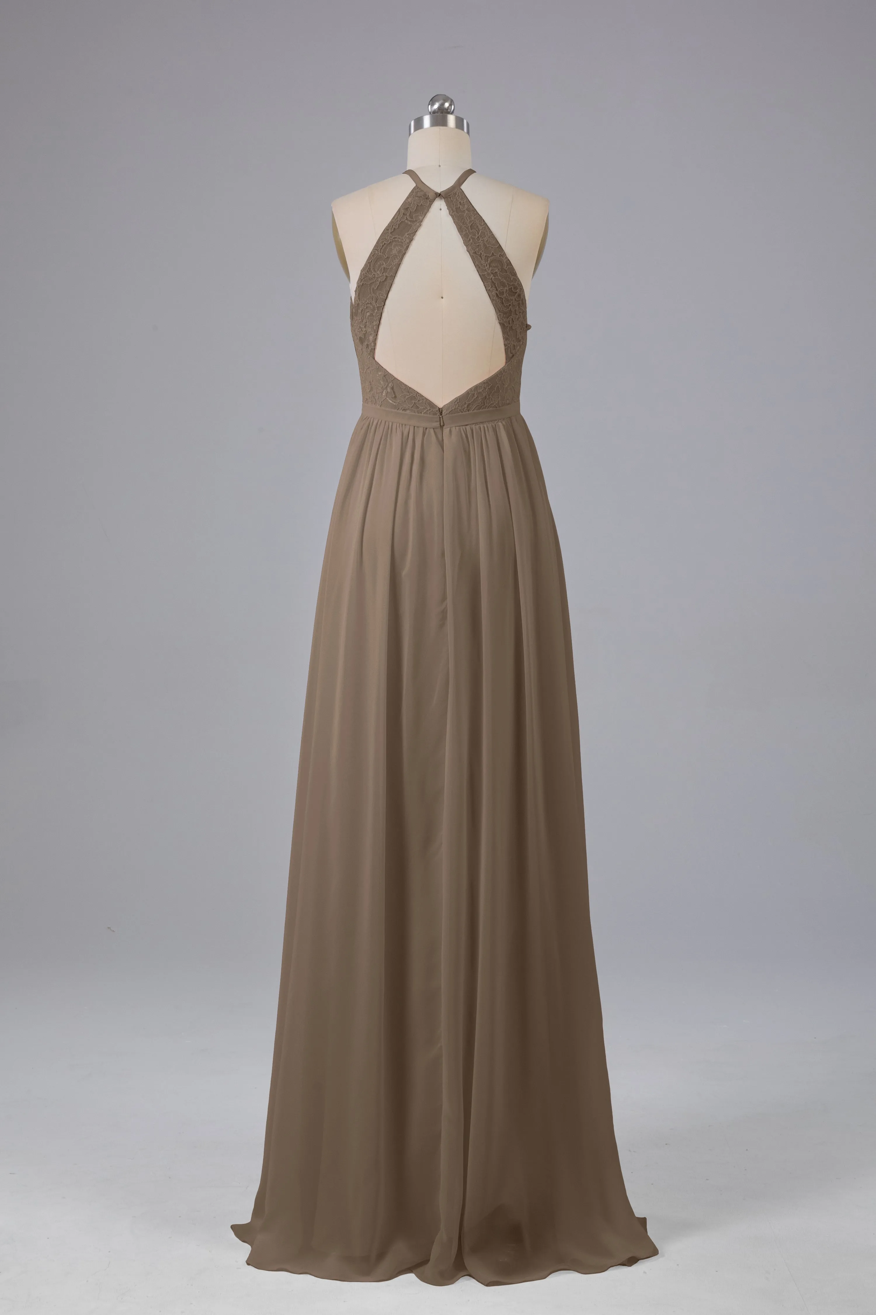 Chiffon Halter A-line Floor Length Bridesmaid Dresses