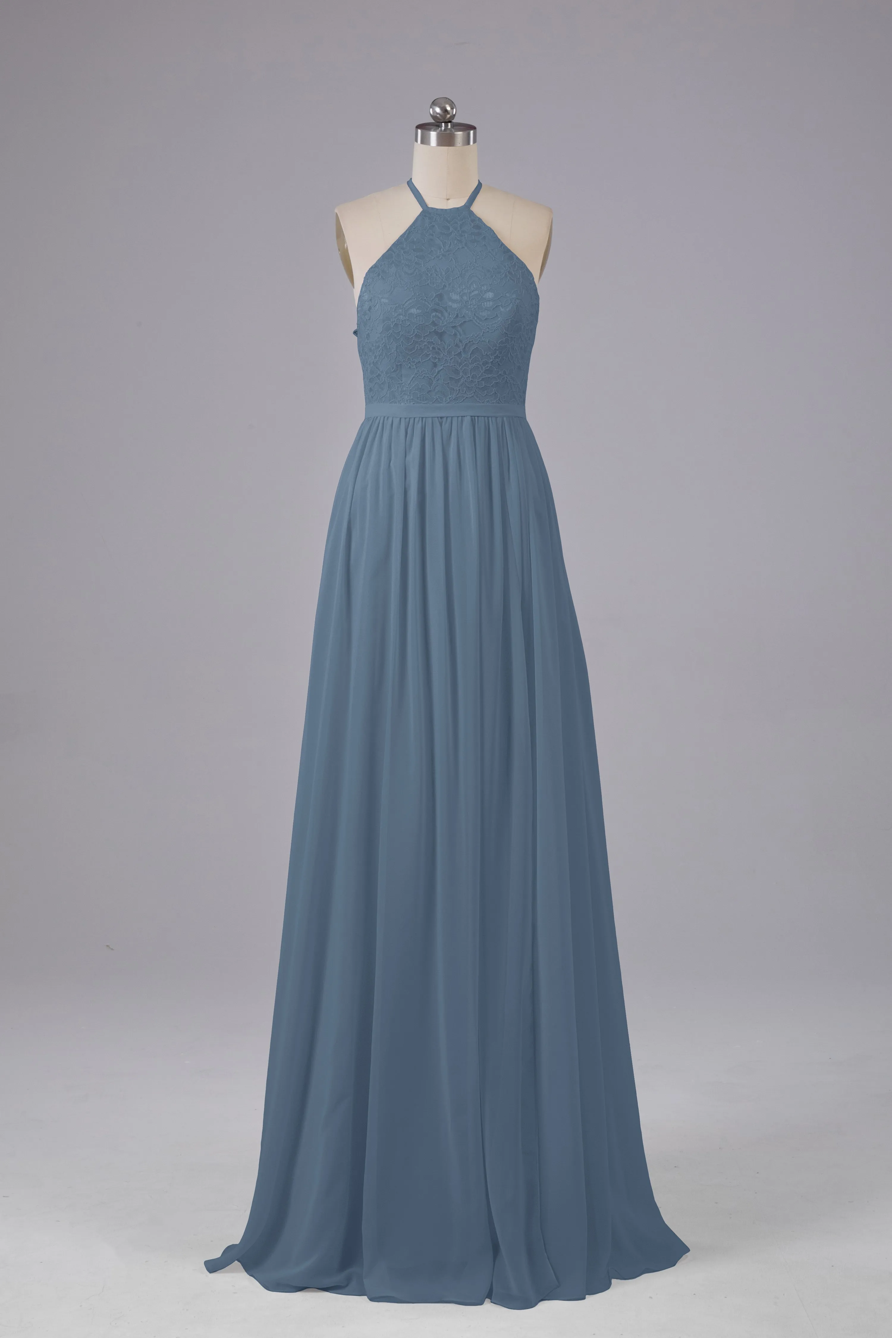 Chiffon Halter A-line Floor Length Bridesmaid Dresses