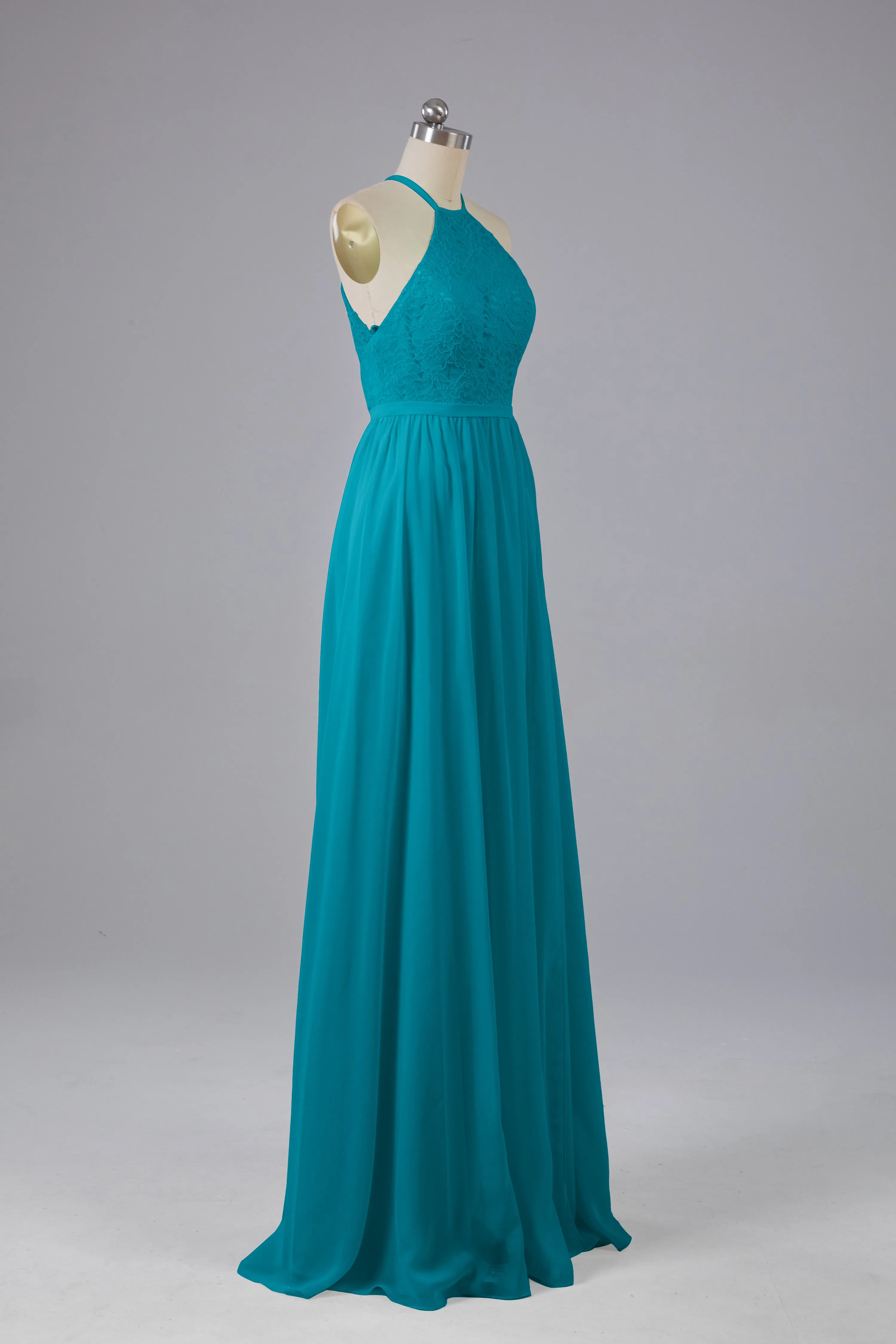 Chiffon Halter A-line Floor Length Bridesmaid Dresses