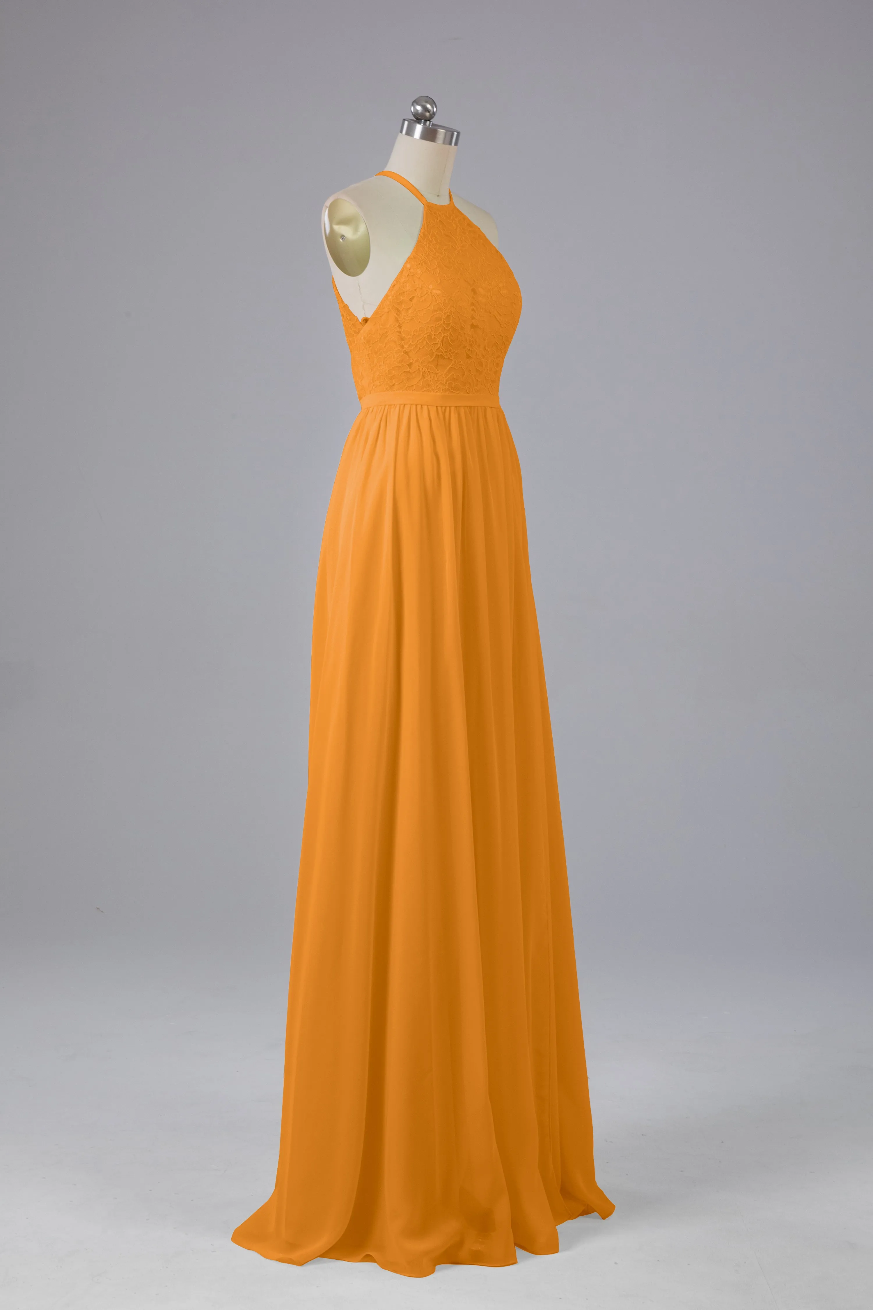 Chiffon Halter A-line Floor Length Bridesmaid Dresses
