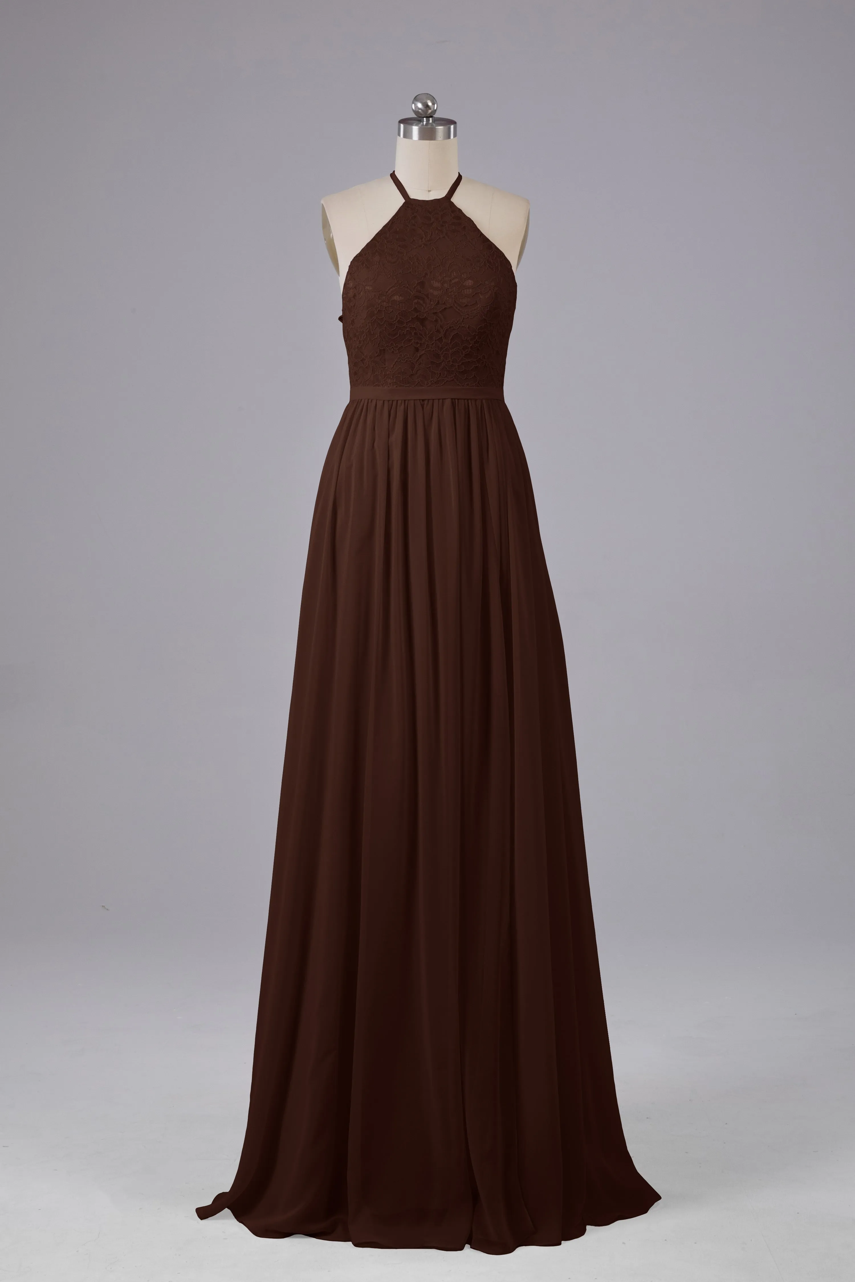 Chiffon Halter A-line Floor Length Bridesmaid Dresses