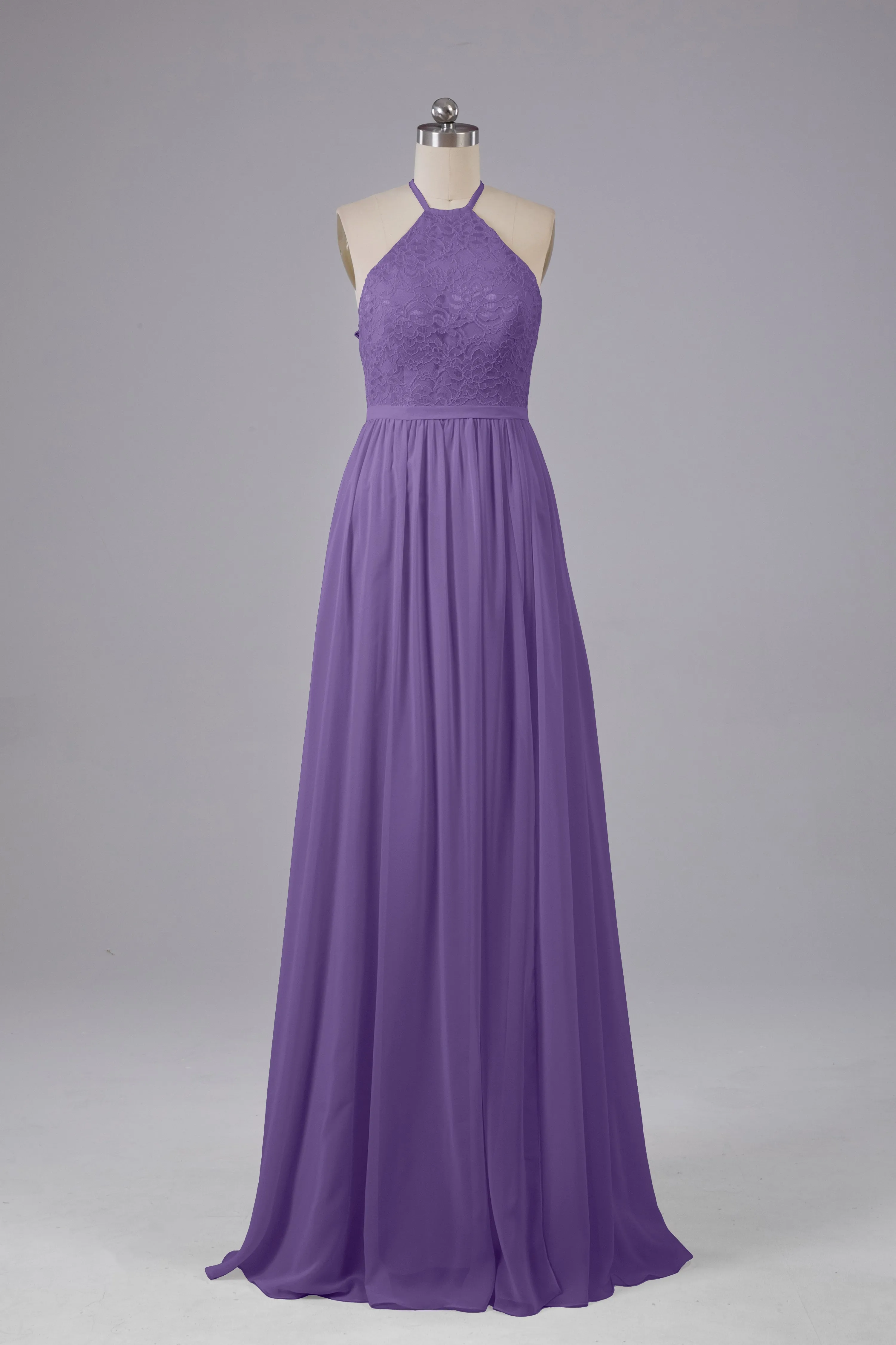 Chiffon Halter A-line Floor Length Bridesmaid Dresses