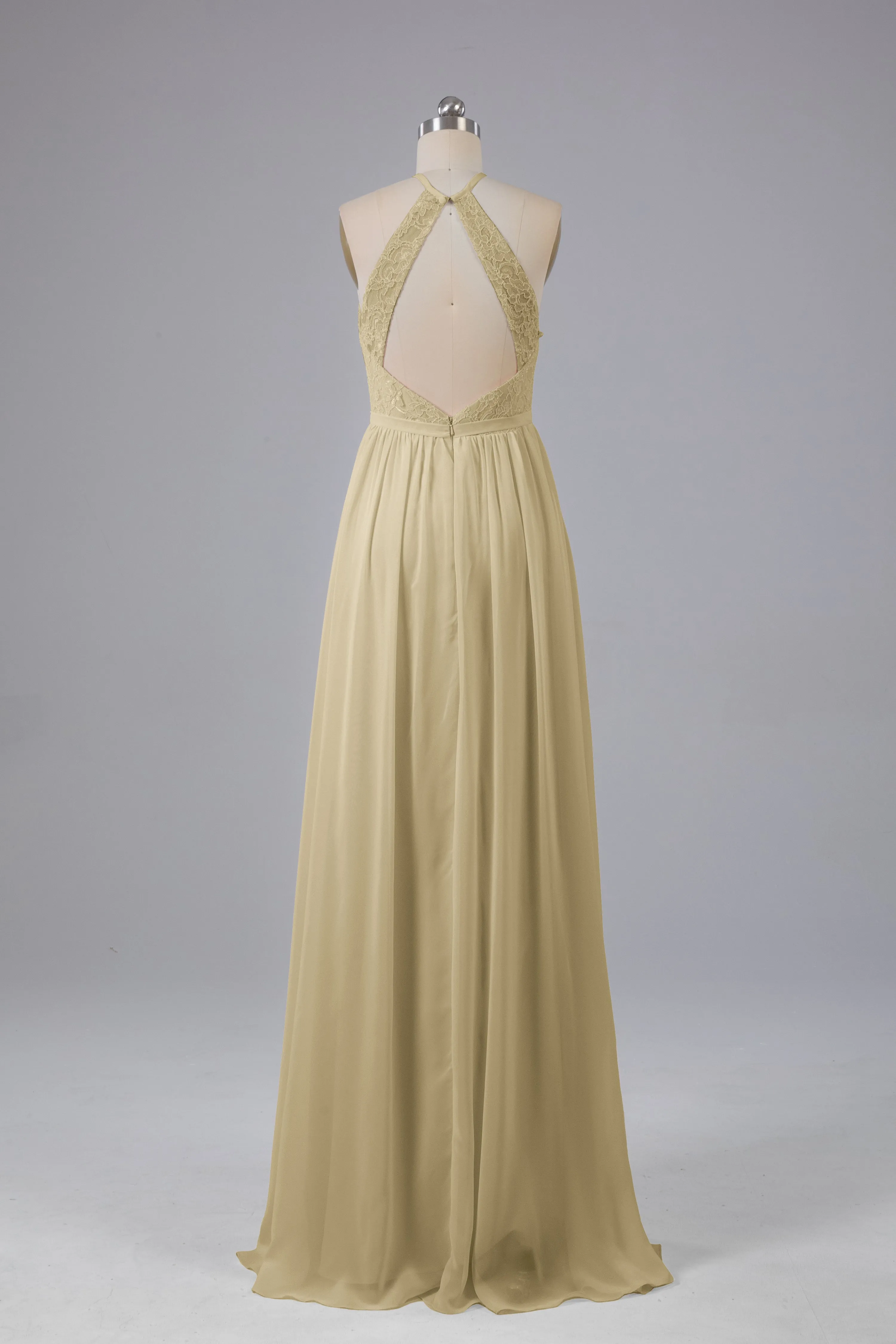 Chiffon Halter A-line Floor Length Bridesmaid Dresses