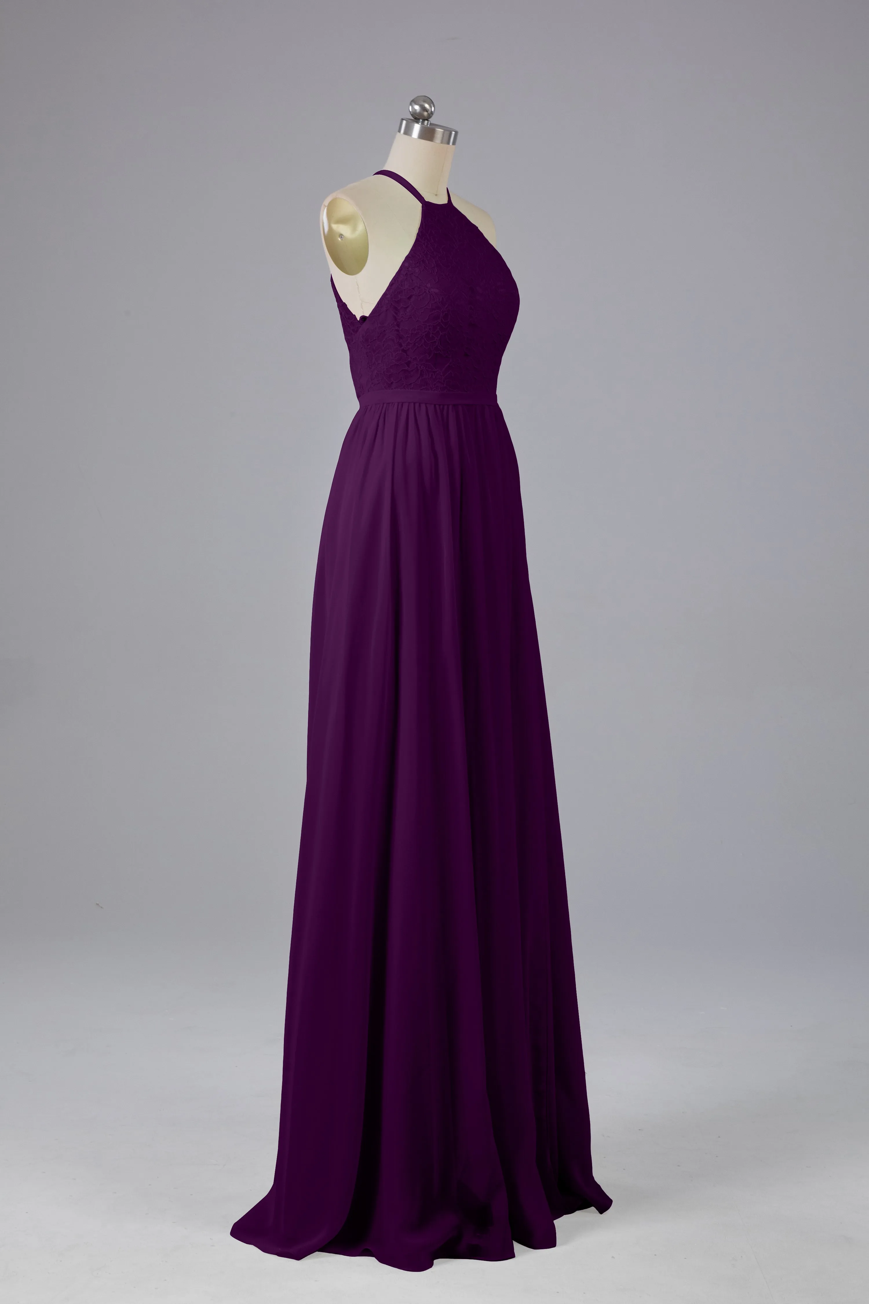 Chiffon Halter A-line Floor Length Bridesmaid Dresses