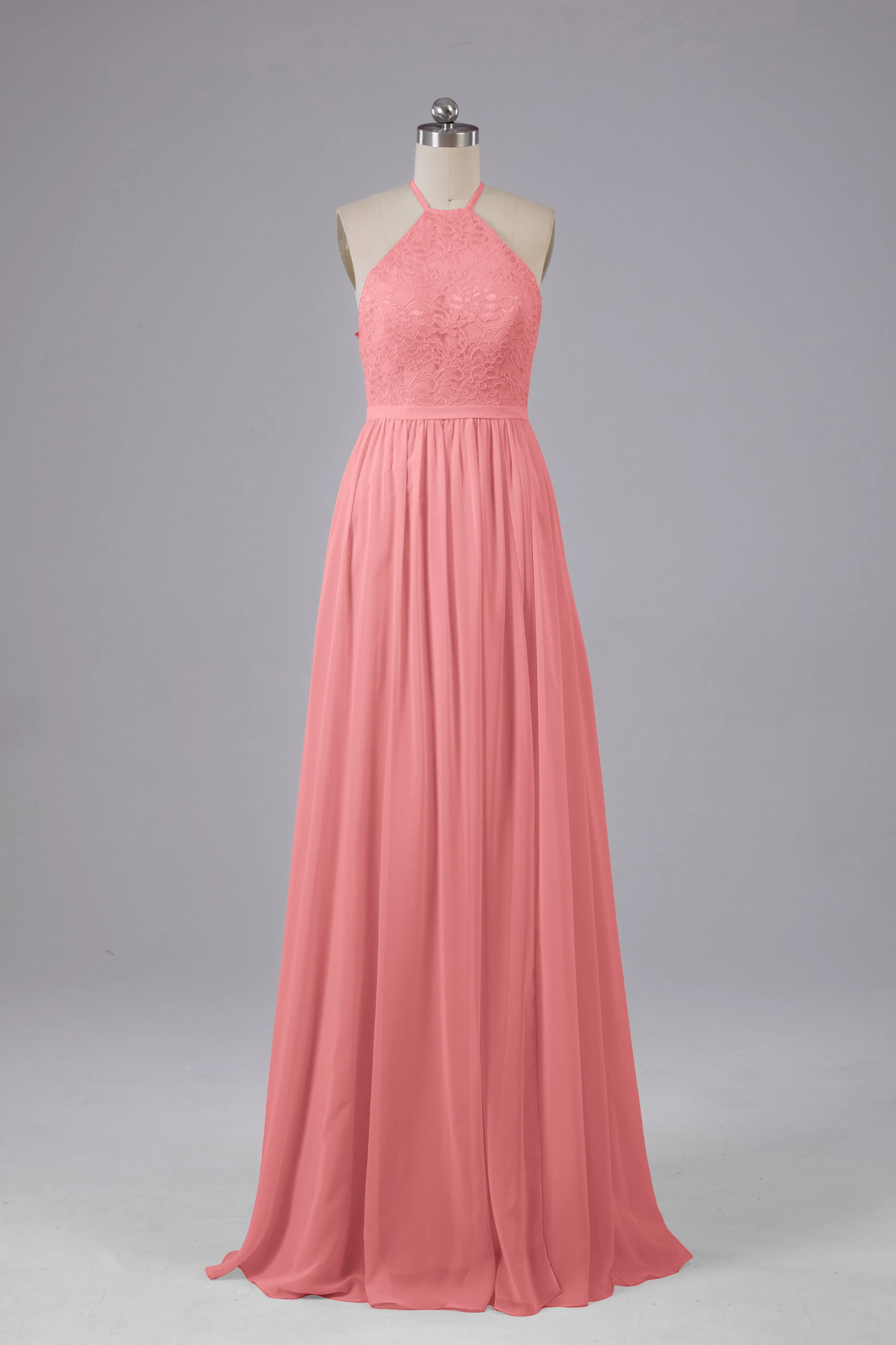 Chiffon Halter A-line Floor Length Bridesmaid Dresses