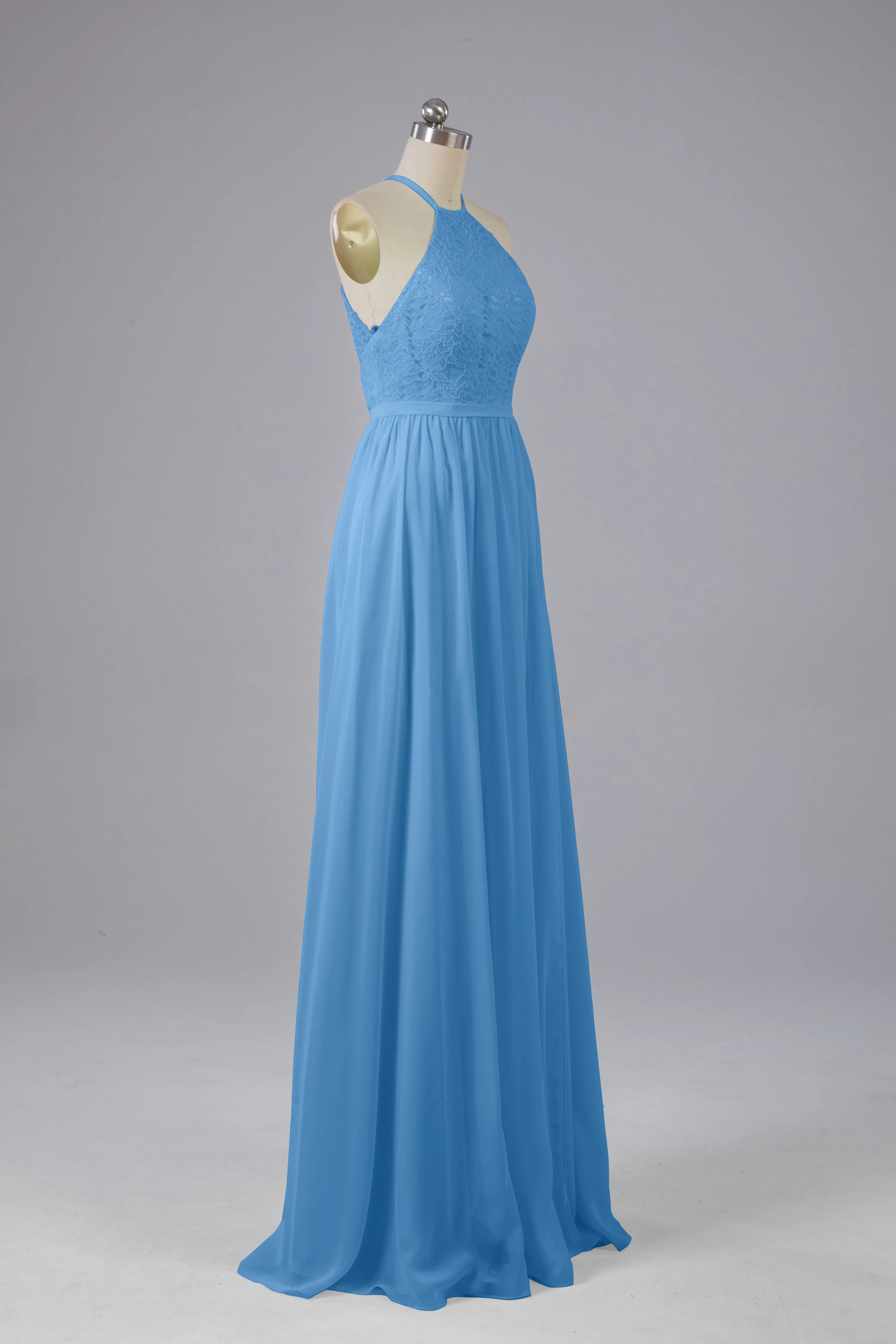 Chiffon Halter A-line Floor Length Bridesmaid Dresses
