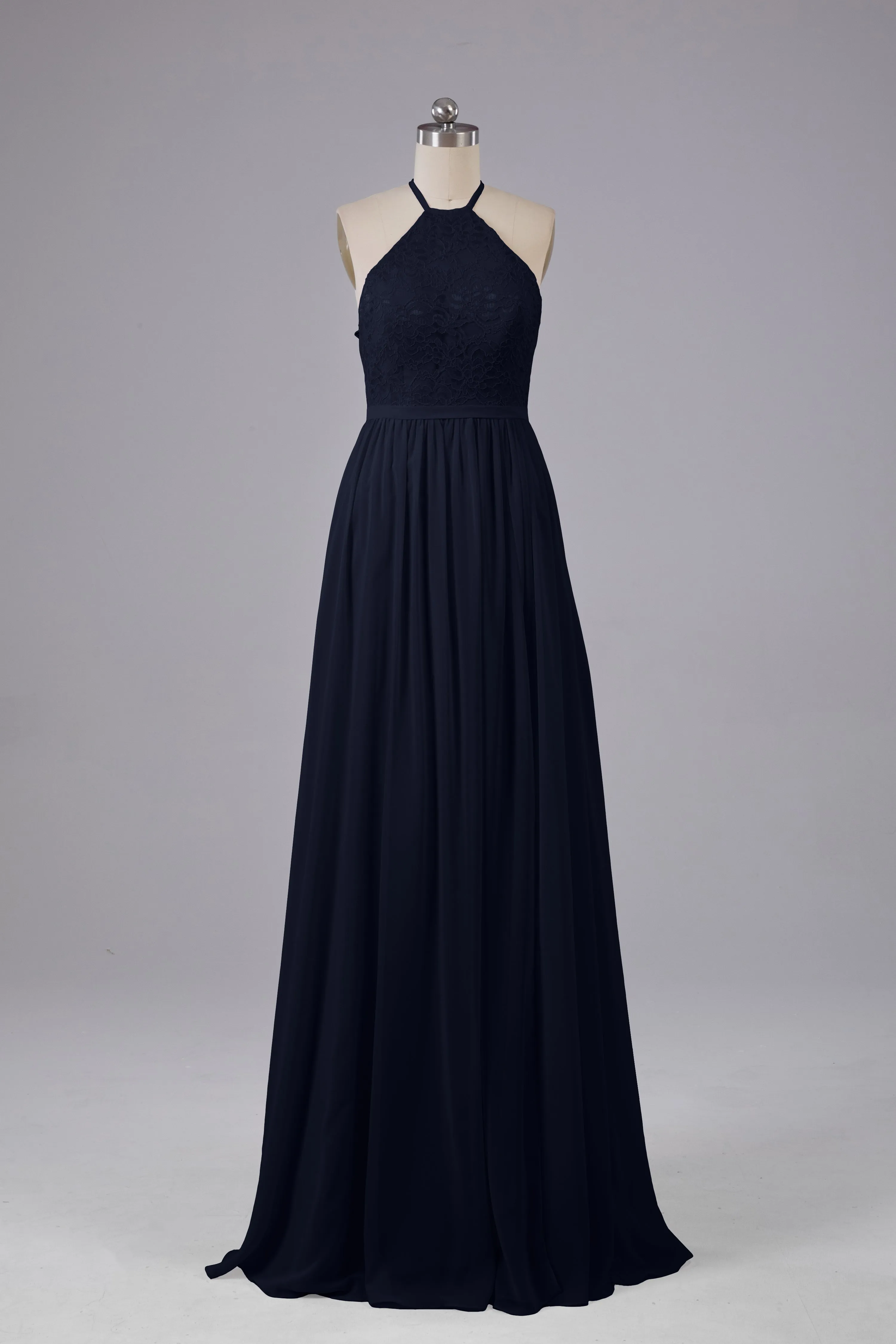 Chiffon Halter A-line Floor Length Bridesmaid Dresses