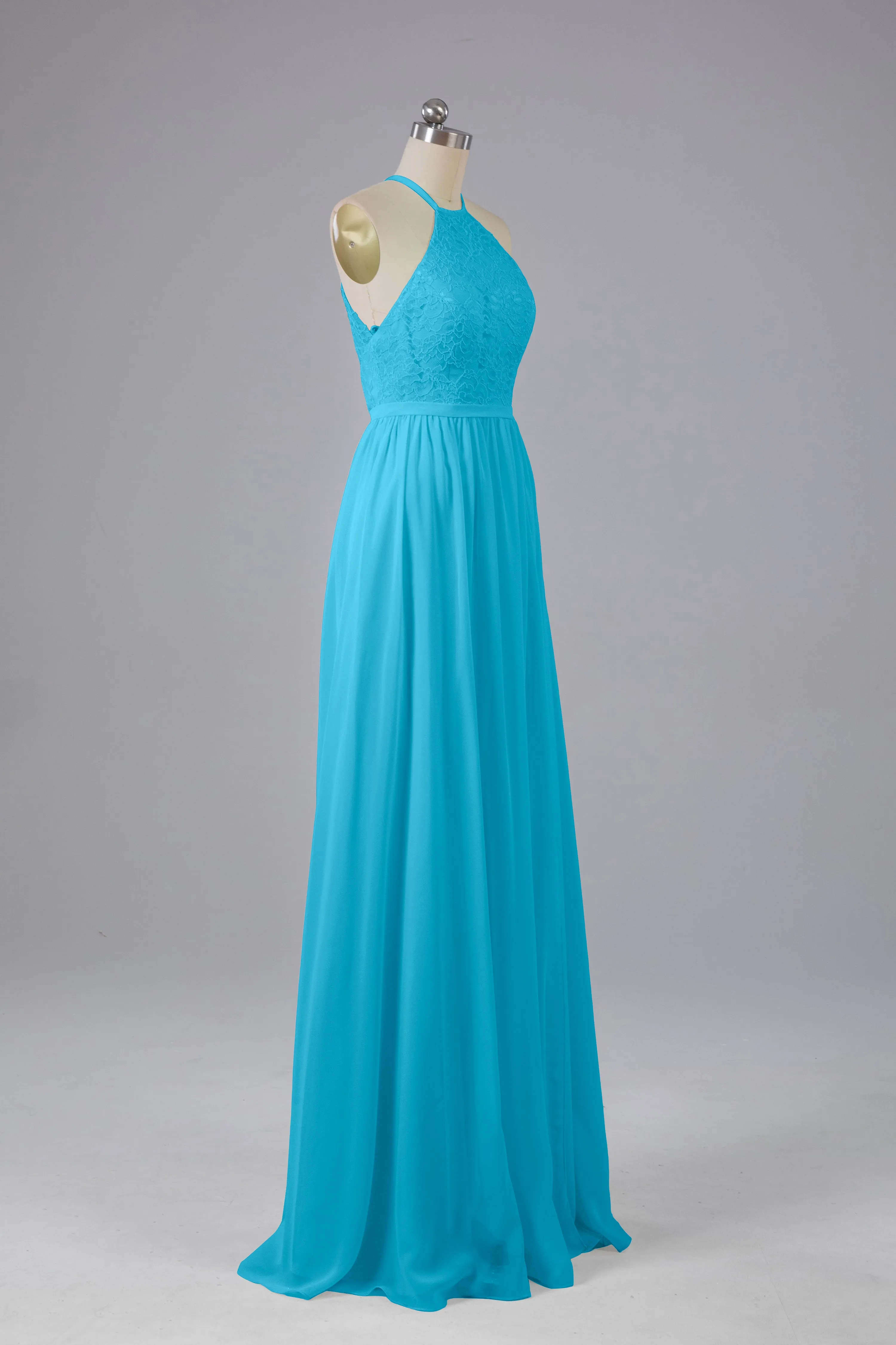 Chiffon Halter A-line Floor Length Bridesmaid Dresses