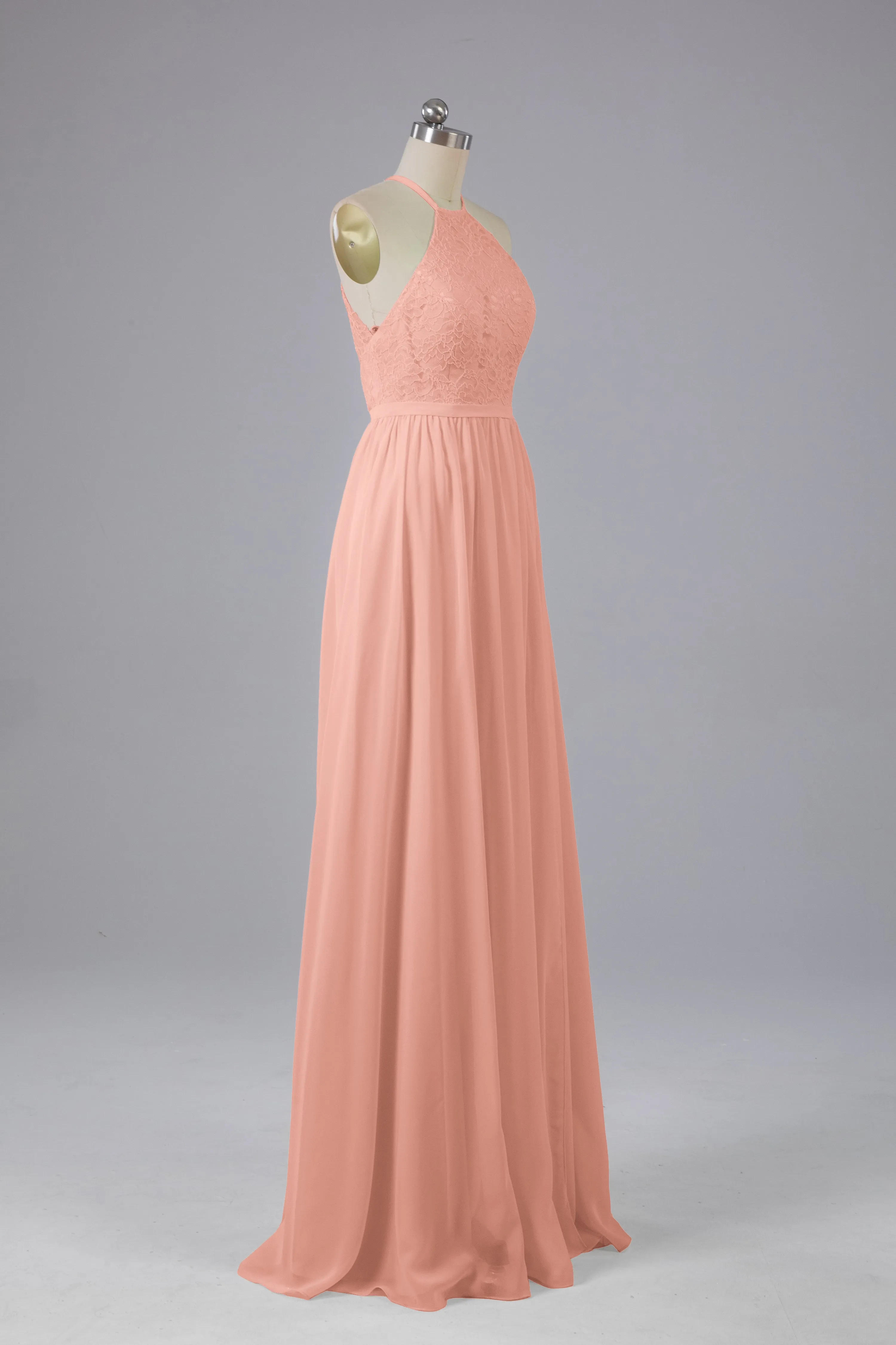 Chiffon Halter A-line Floor Length Bridesmaid Dresses
