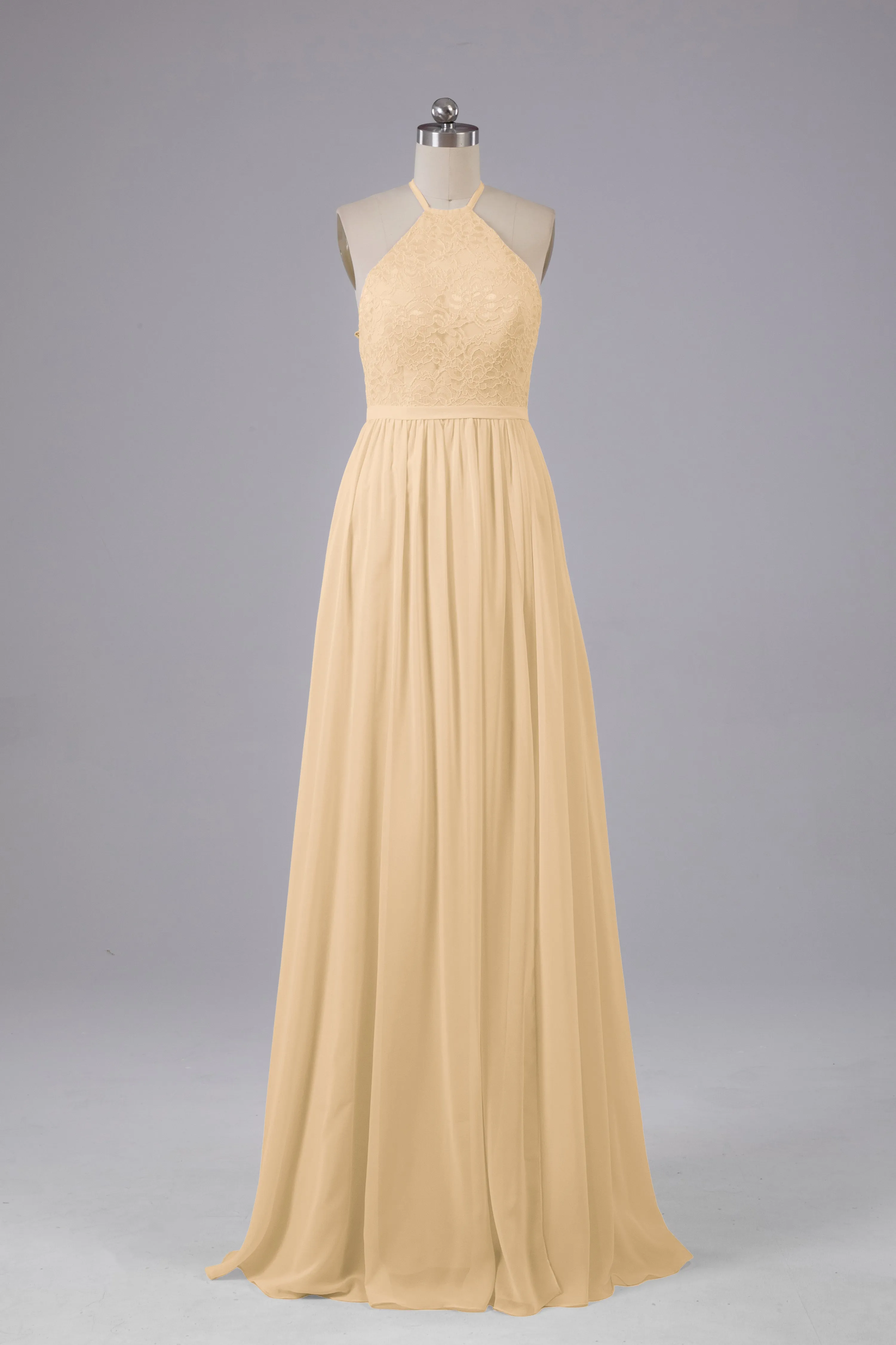 Chiffon Halter A-line Floor Length Bridesmaid Dresses