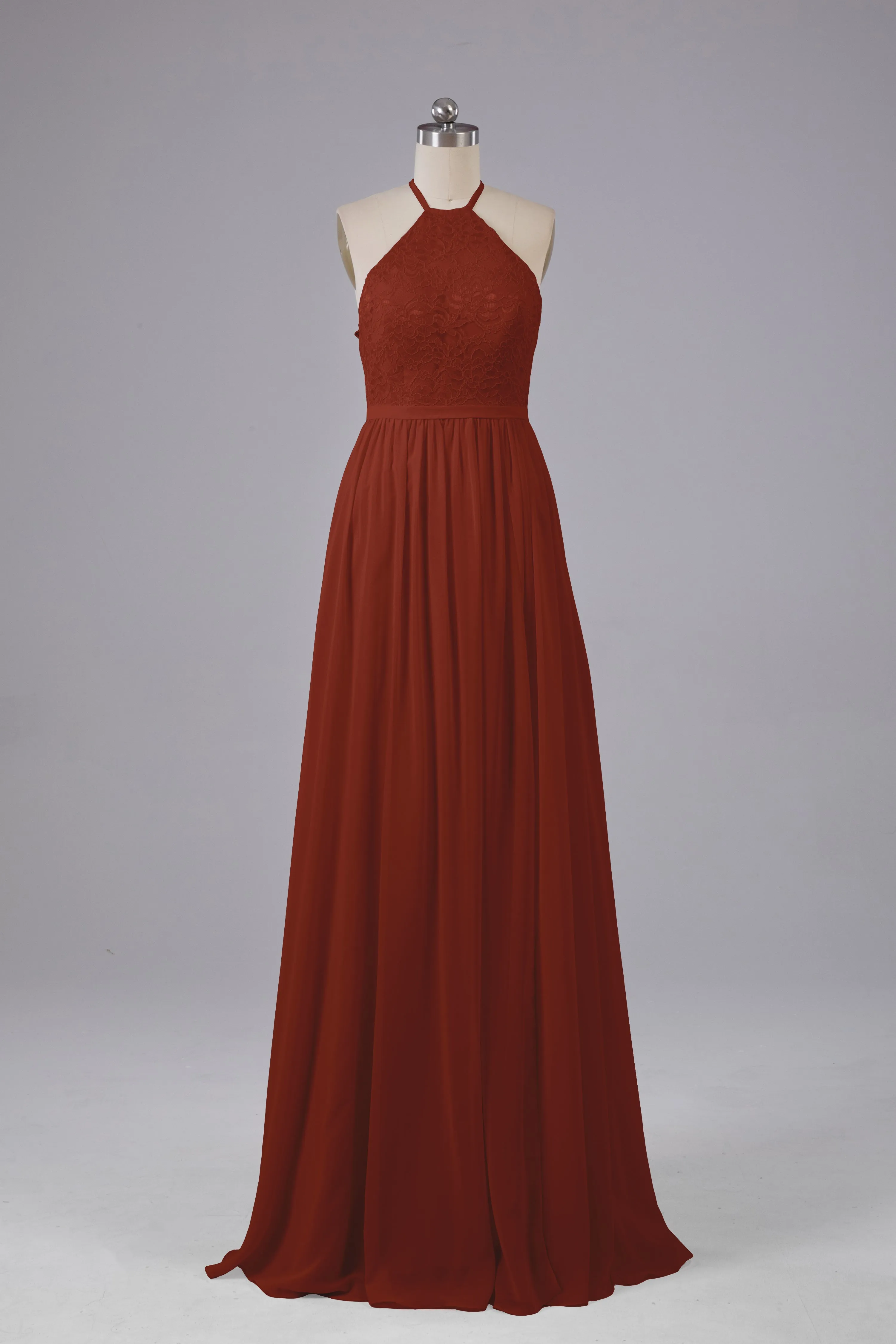 Chiffon Halter A-line Floor Length Bridesmaid Dresses