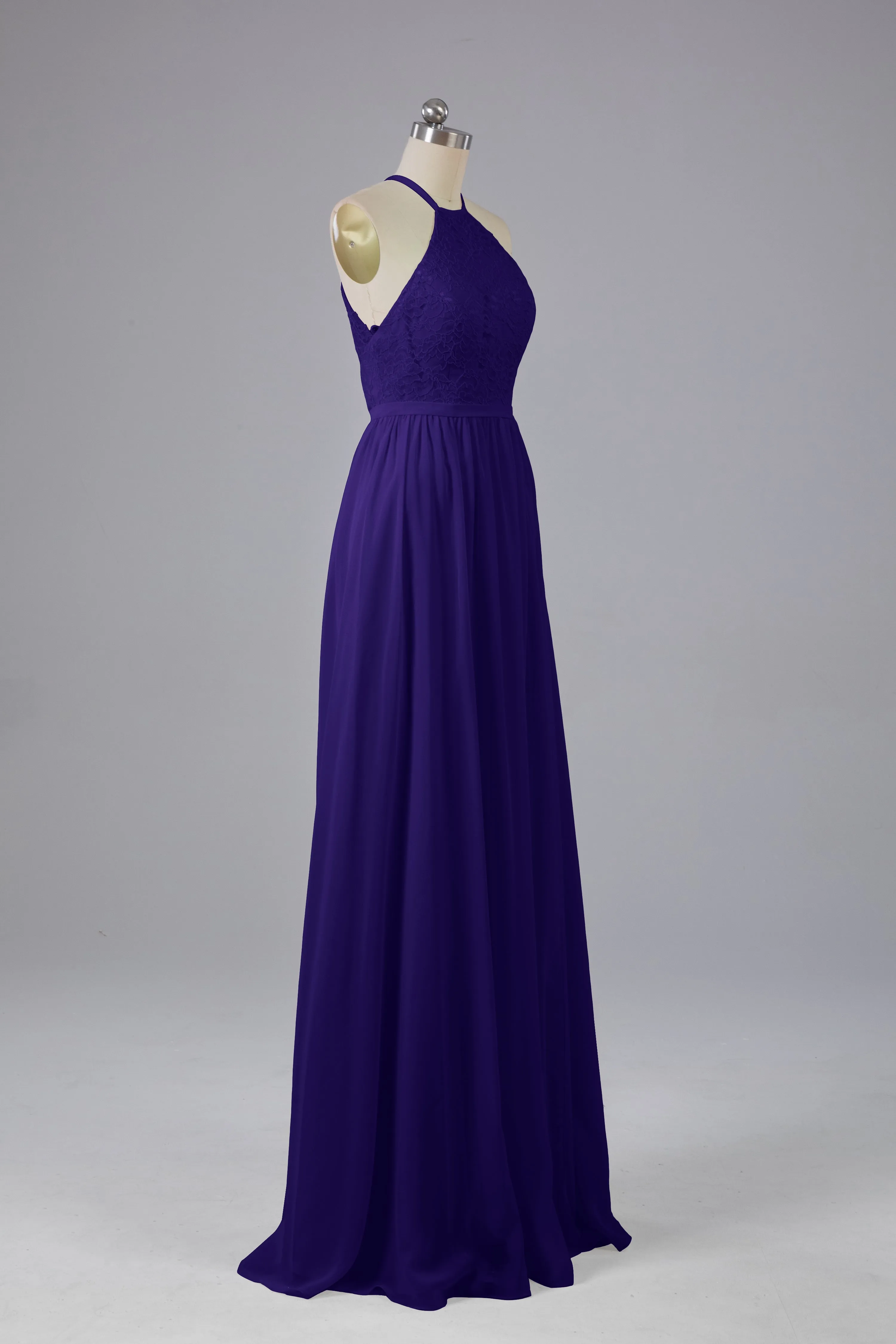 Chiffon Halter A-line Floor Length Bridesmaid Dresses