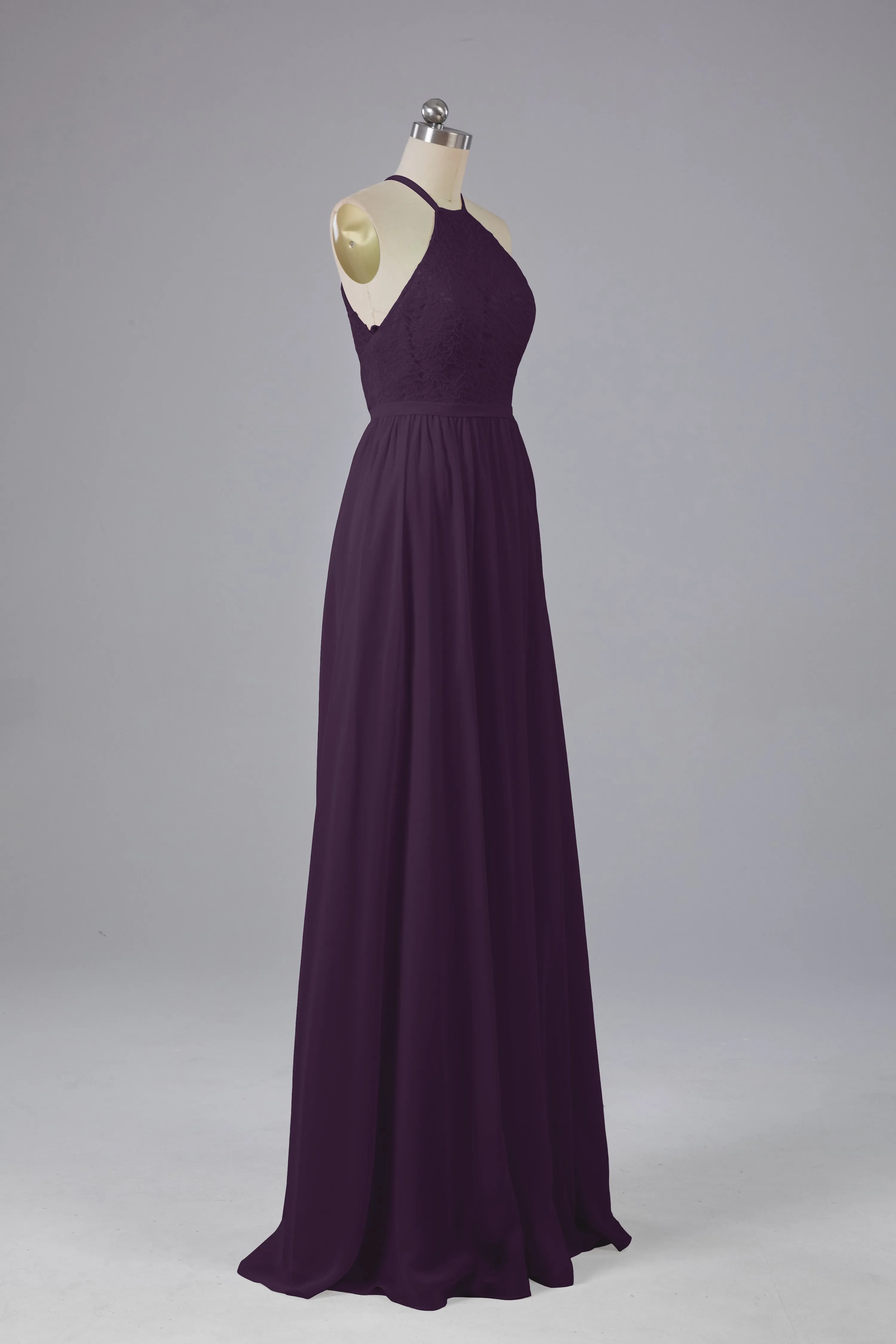 Chiffon Halter A-line Floor Length Bridesmaid Dresses