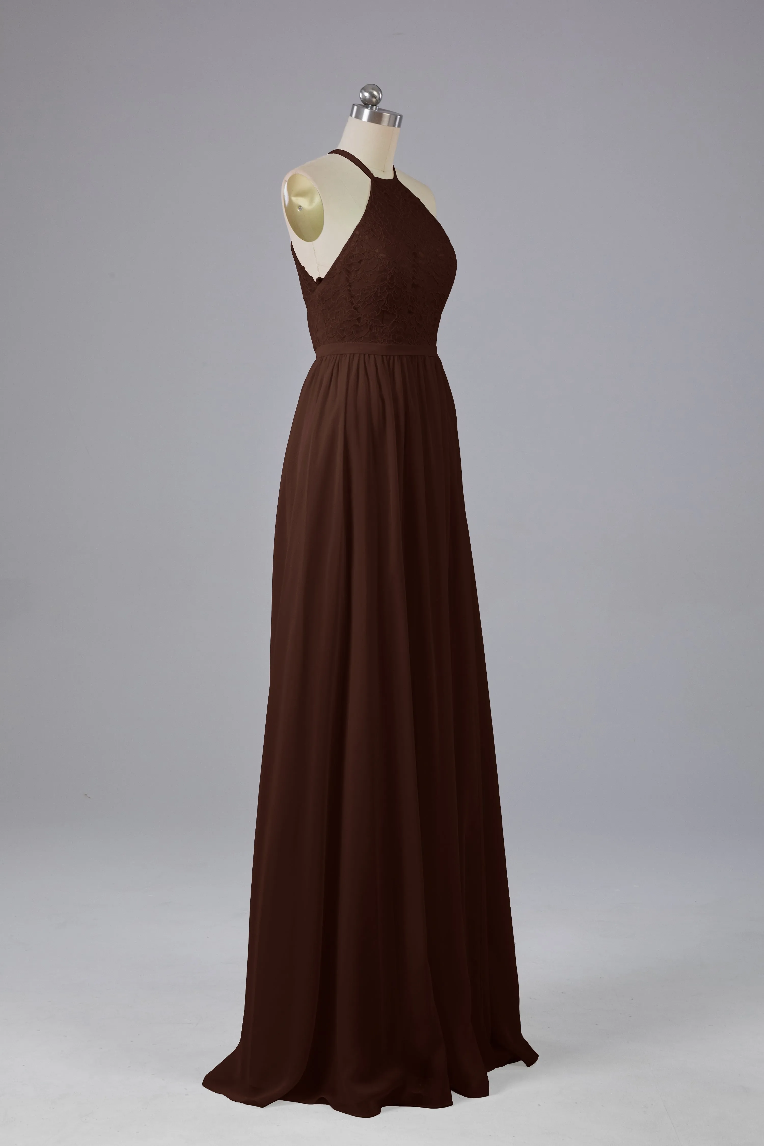 Chiffon Halter A-line Floor Length Bridesmaid Dresses