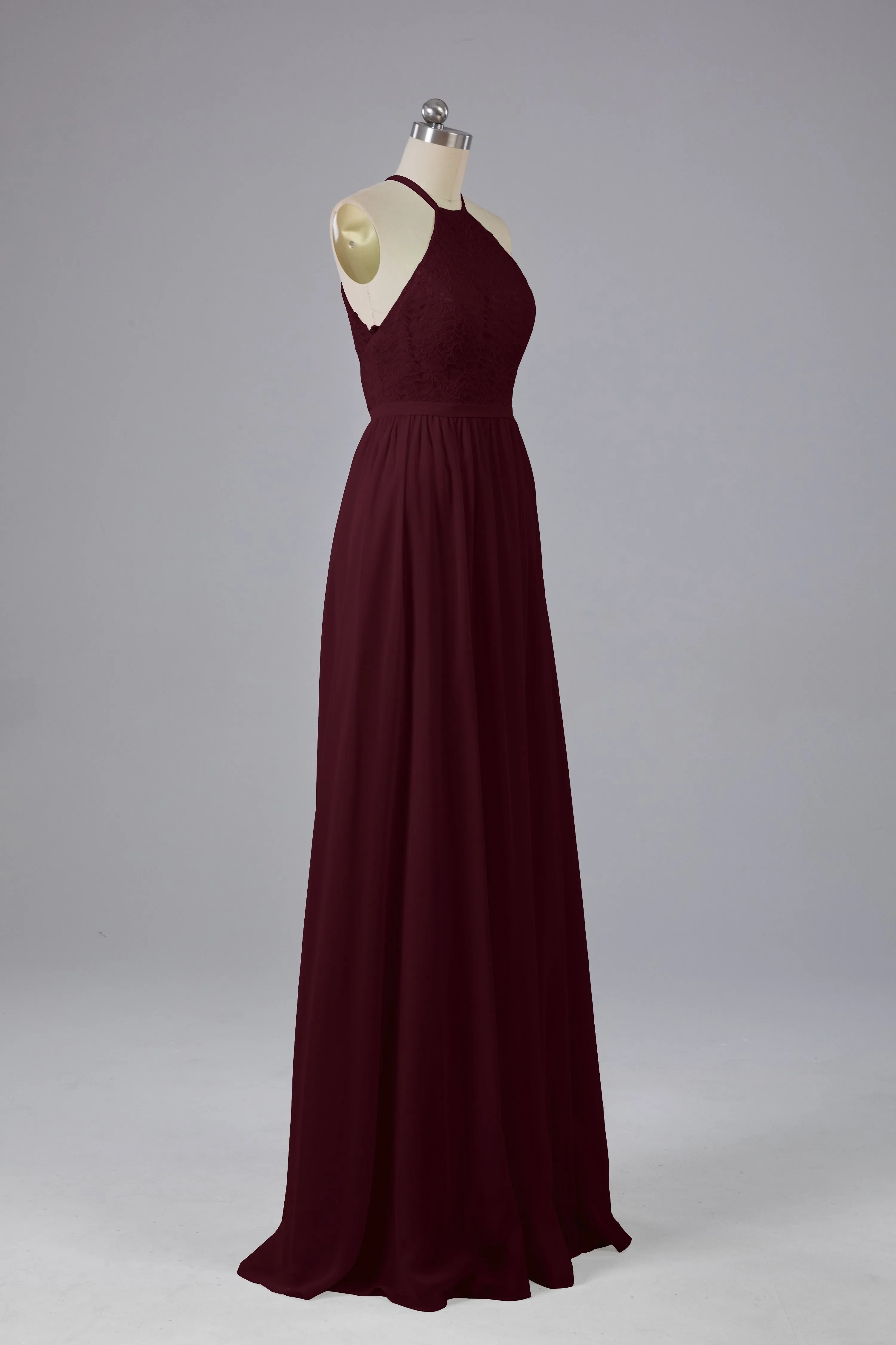 Chiffon Halter A-line Floor Length Bridesmaid Dresses
